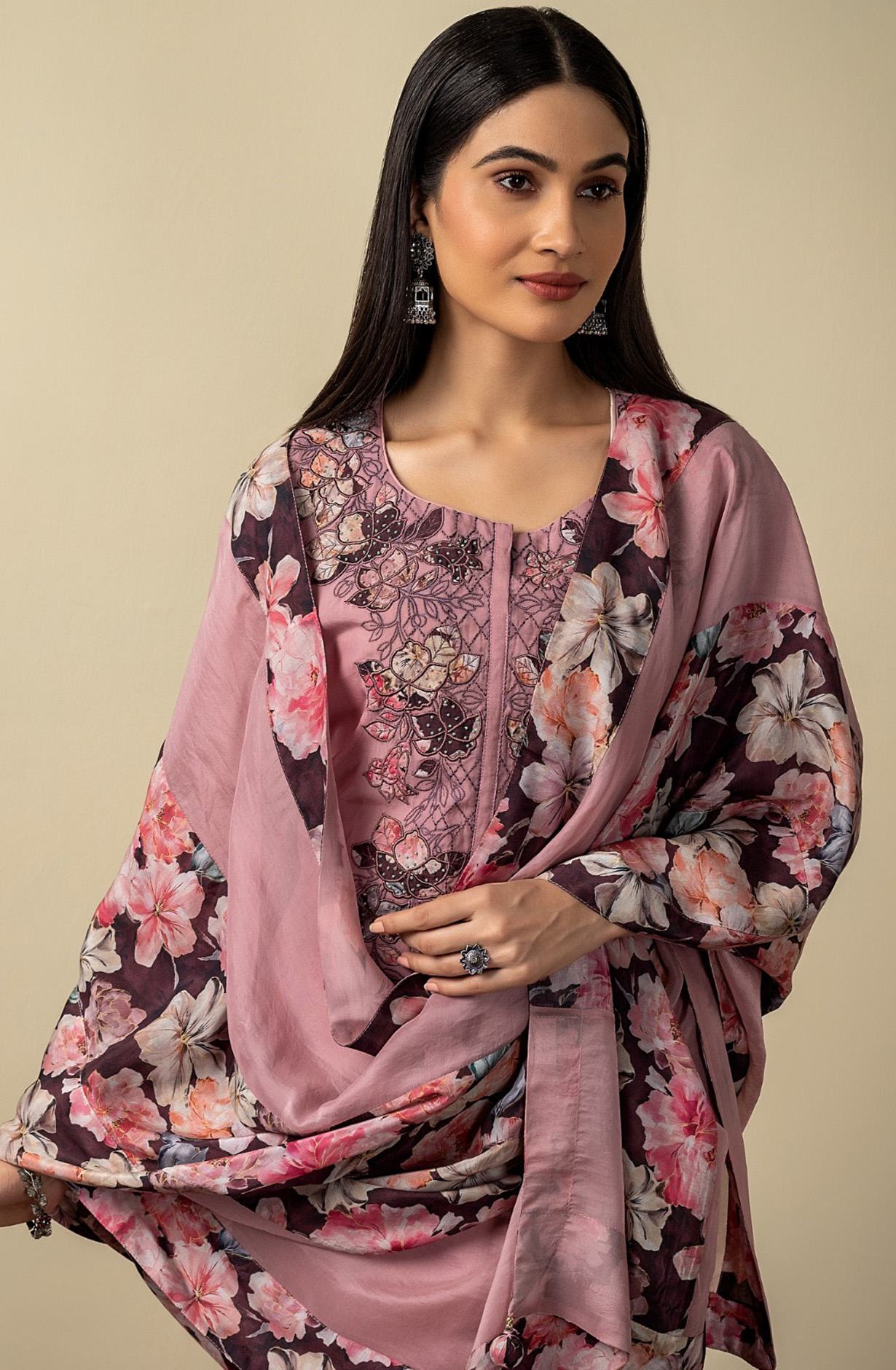 Pink Organza Beautiful Festive Salwar Kameez with Dupatta - R157-SPR1532A