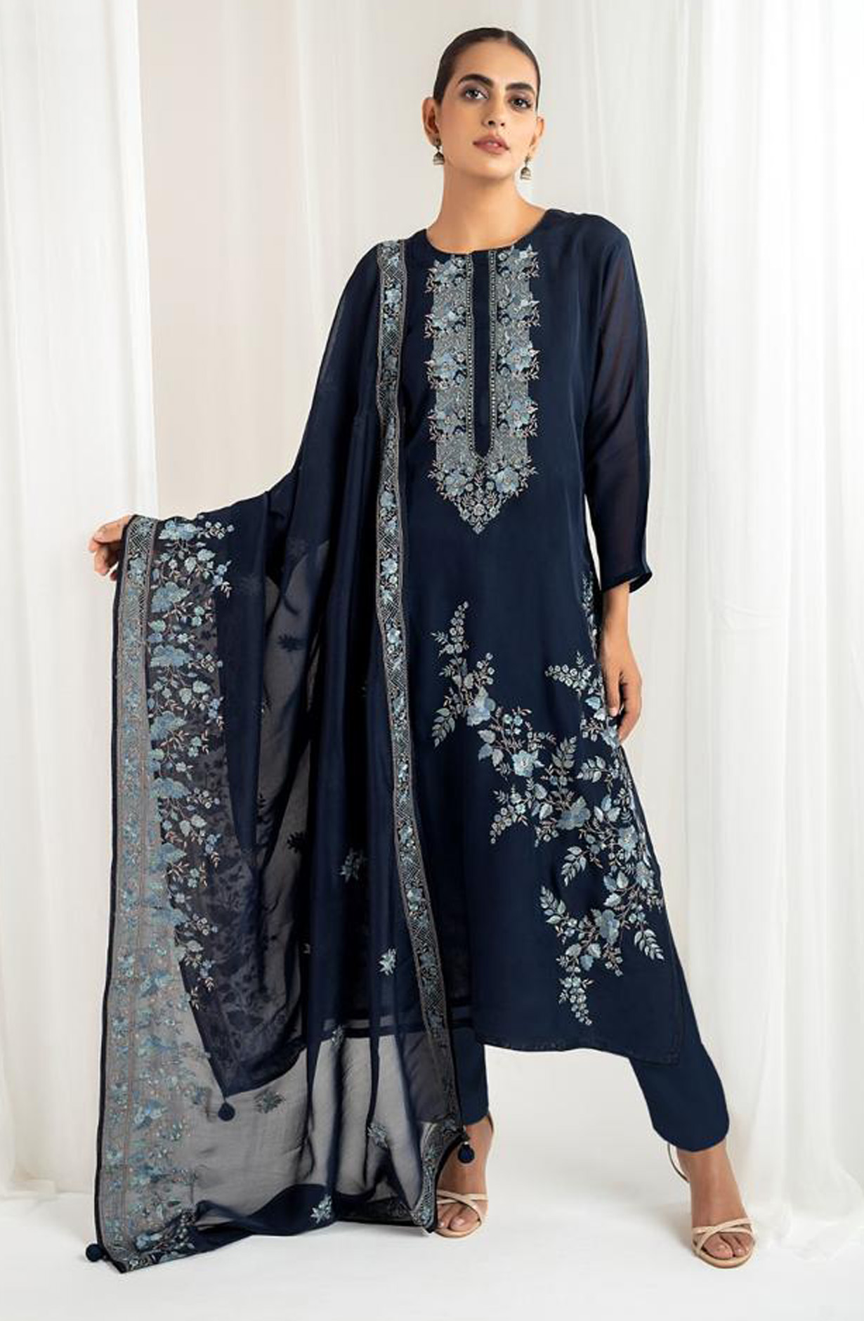 Blue Designer Organza Beautiful Embroidered Salwar Kameez with Dupatta - R157-SPR1541A