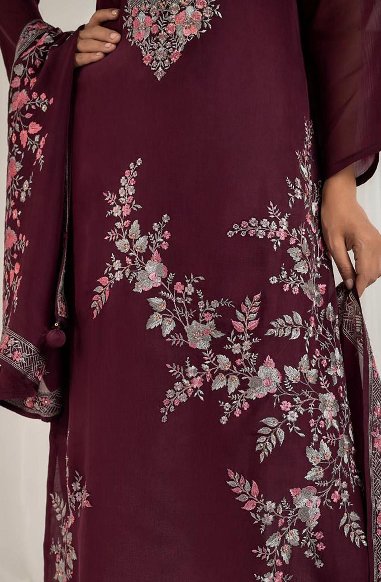 Purple Designer Organza Beautiful Embroidered Salwar Kameez with Dupatta - R157-SPR1541C