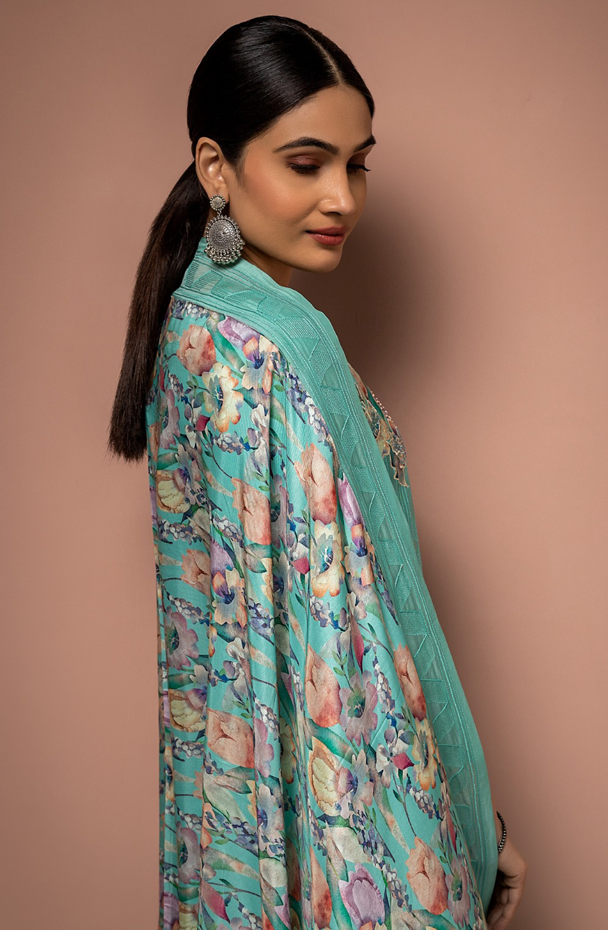 Sea Green Festive Wear Designer Organza Salwar Kameez - R157-SPR1543B