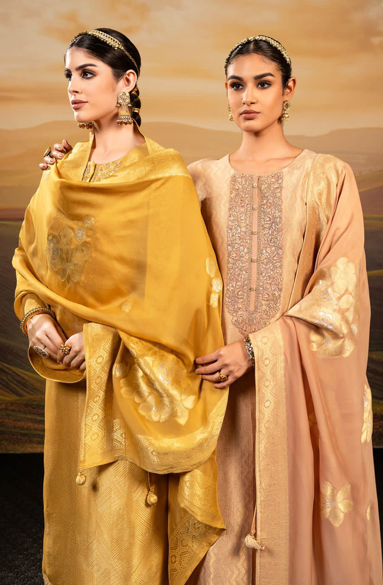 Mustard Yellow Beautiful Festive Silk Salwar Suit with Organza Dupatta - R157-SPR1548B