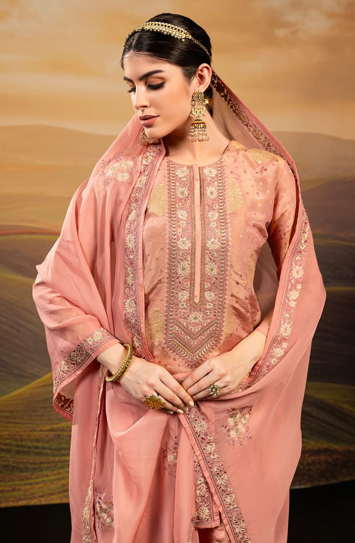 Pink Beautiful Festive Silk Salwar Salwar Kameez with Organza Dupatta - R157-SPR1552A