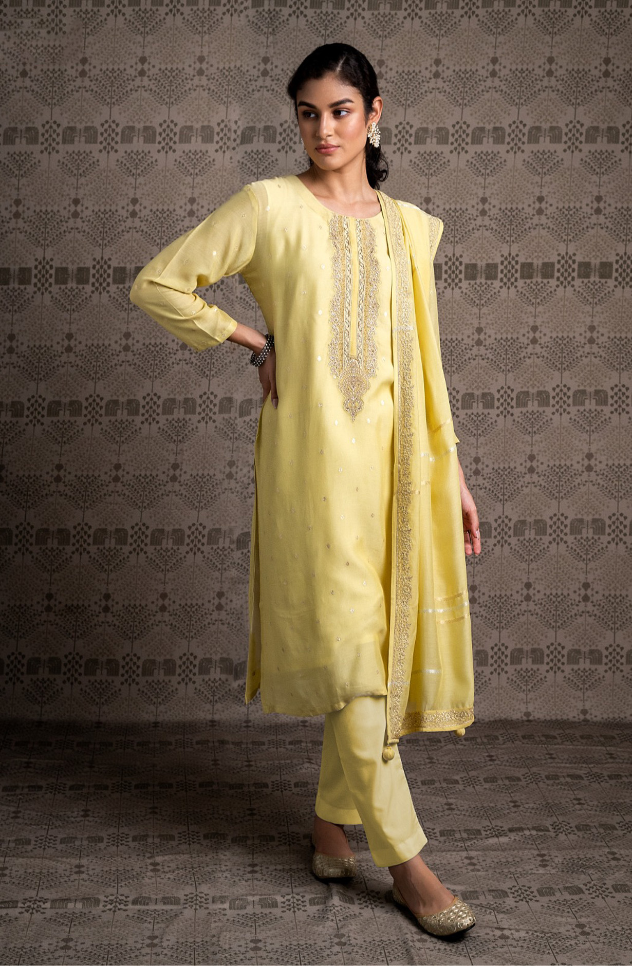 Yellow Festive Wear Cotton Designer Salwar Kameez - R157-SPR1556A