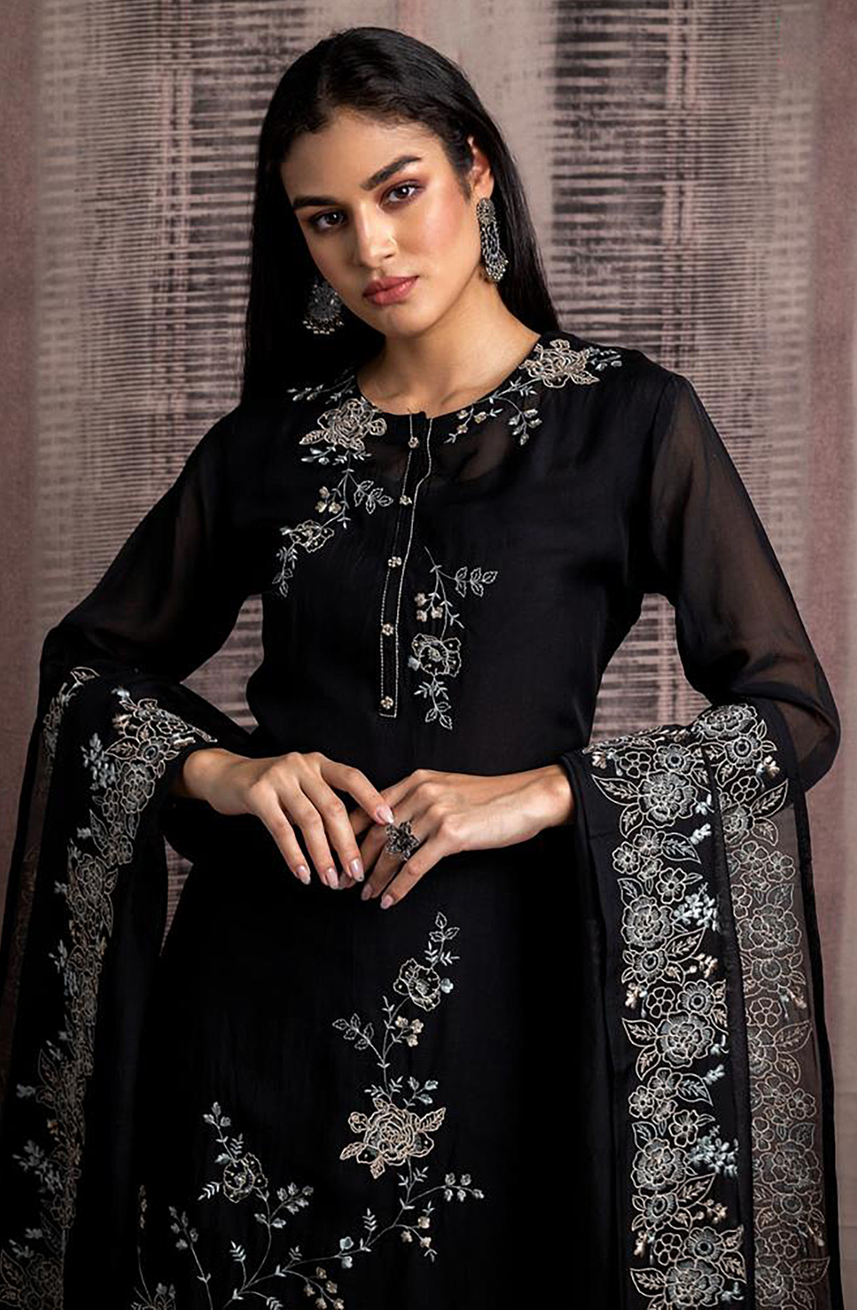 Black Beautiful Organza Festive Wear Salwar Suit - R157-SPR1561B