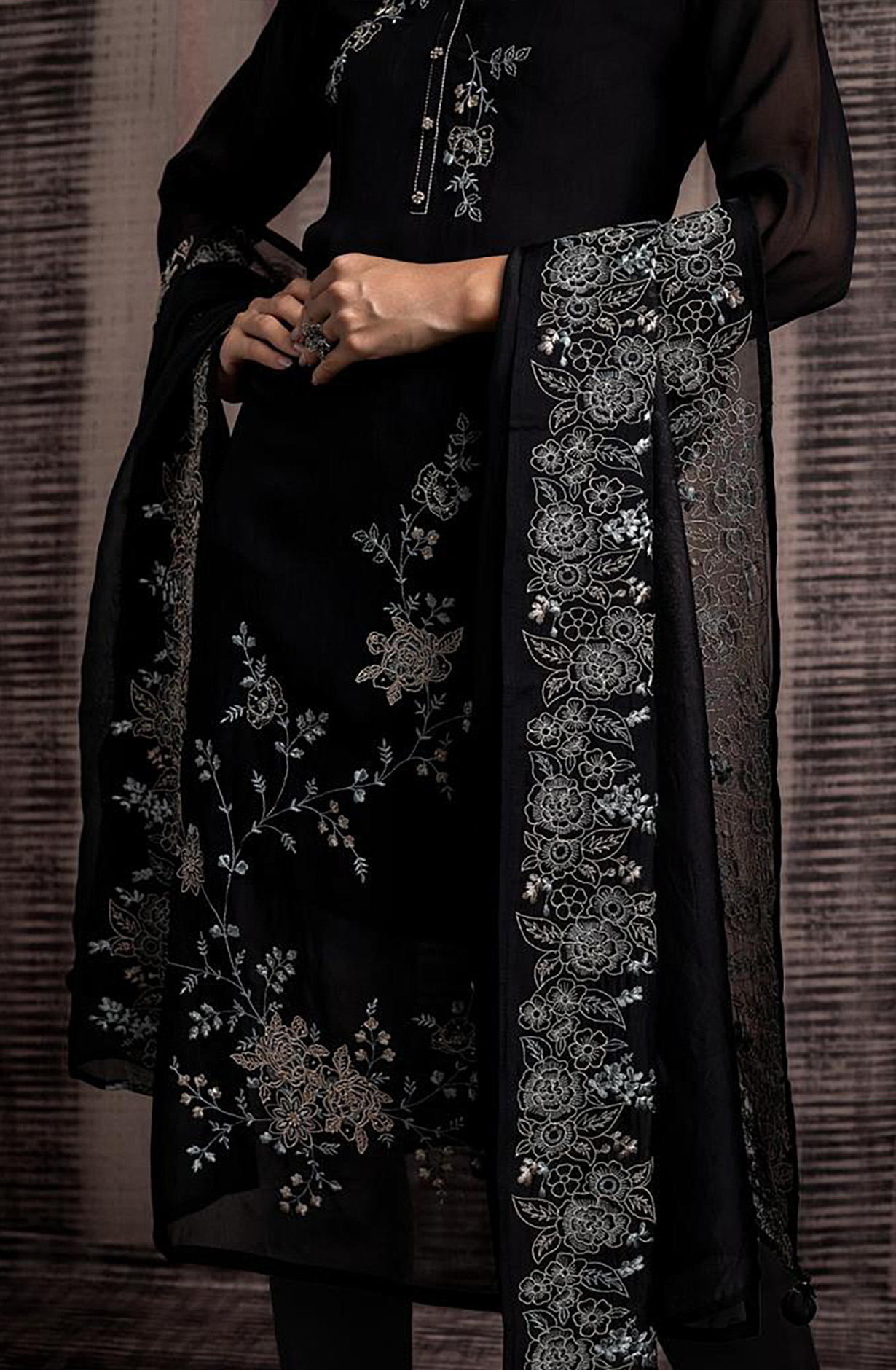 Black Beautiful Organza Festive Wear Salwar Suit - R157-SPR1561B