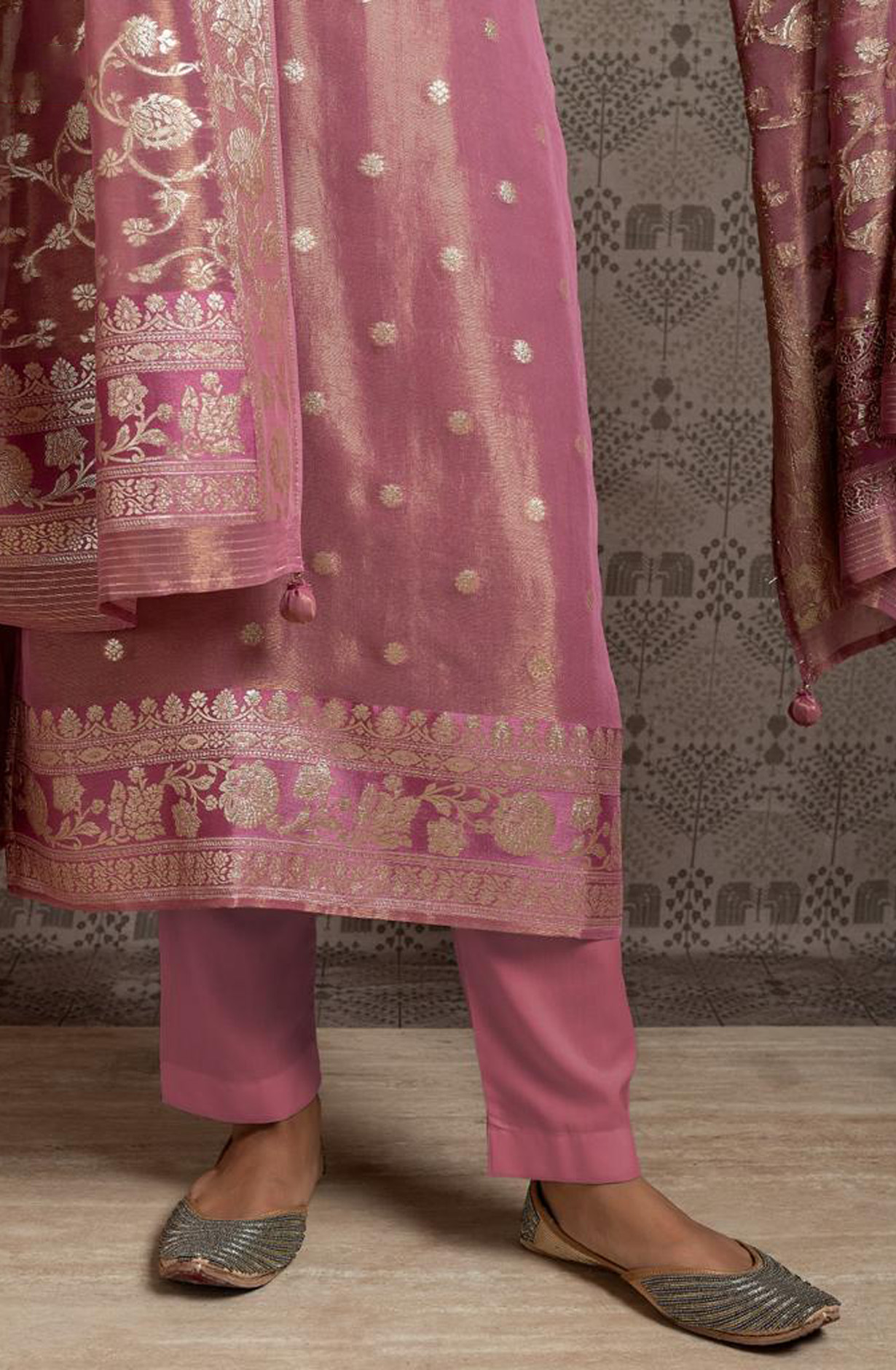 Mauve Beautiful Festive Tissue Silk Salwar Suit with Trendy Dupatta - R157-SPR1563A