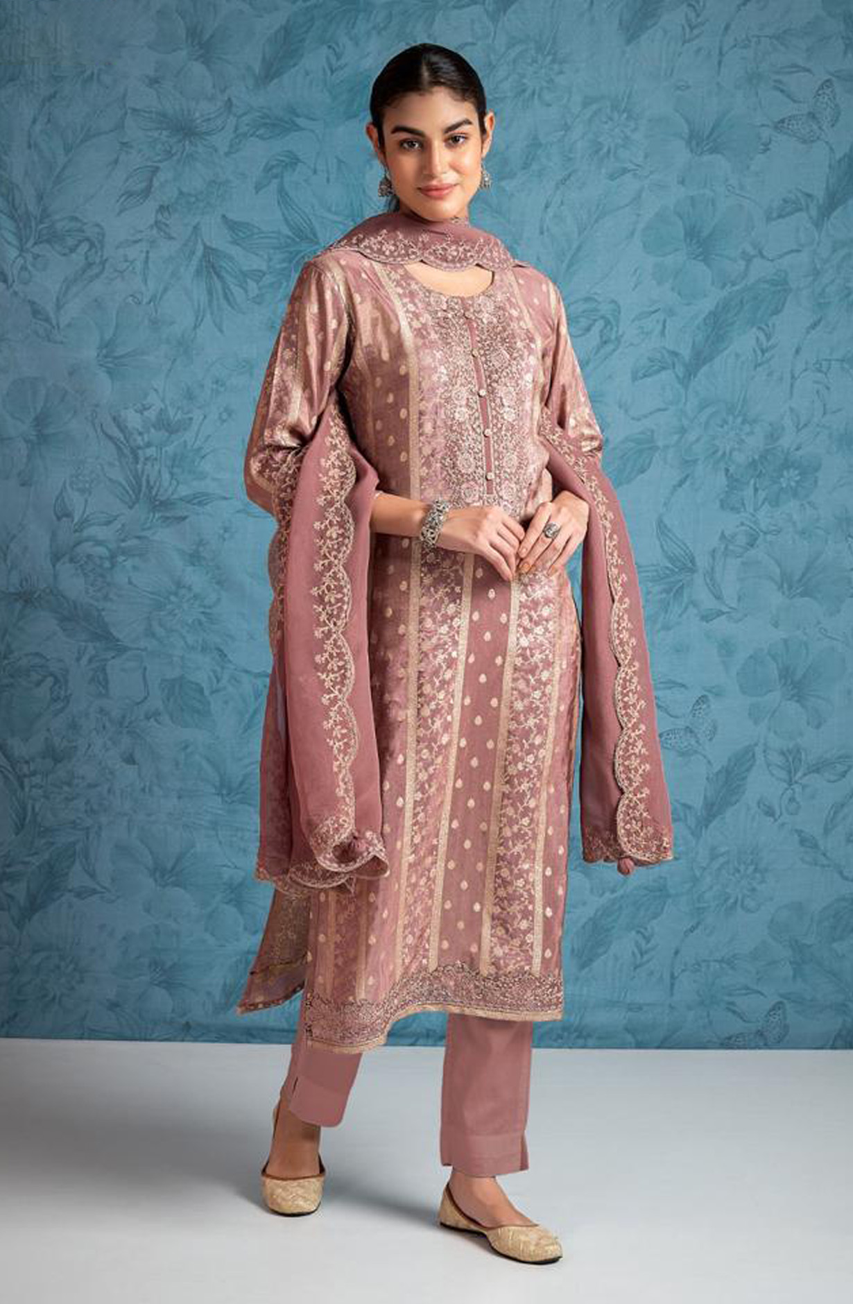 Mauve Designer Tissue Silk Festive Wear Suit with Organza Dupatta - R157-SPR1564B