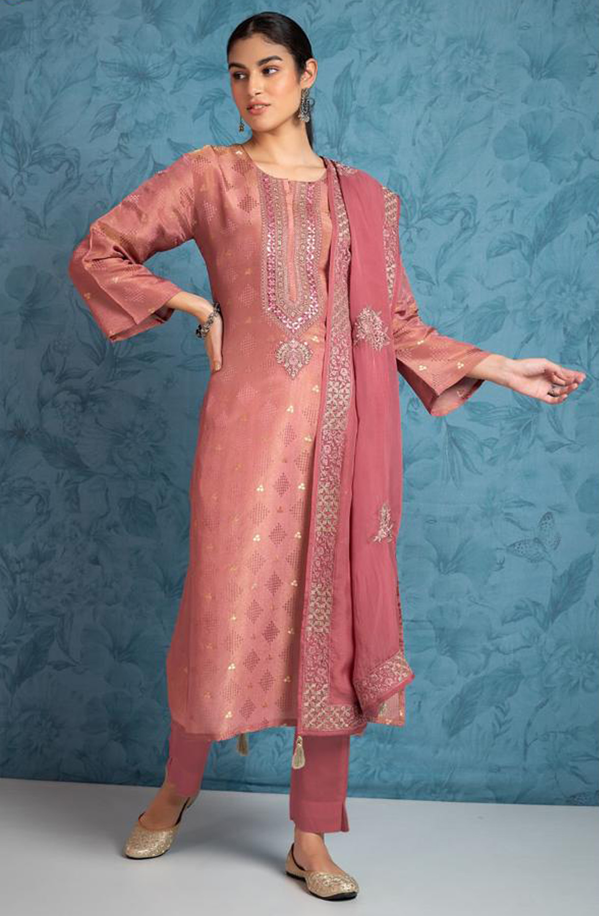 Mauve Designer Silk Festive Salwar Kameez with Organza Dupatta - R157-SPR1577A
