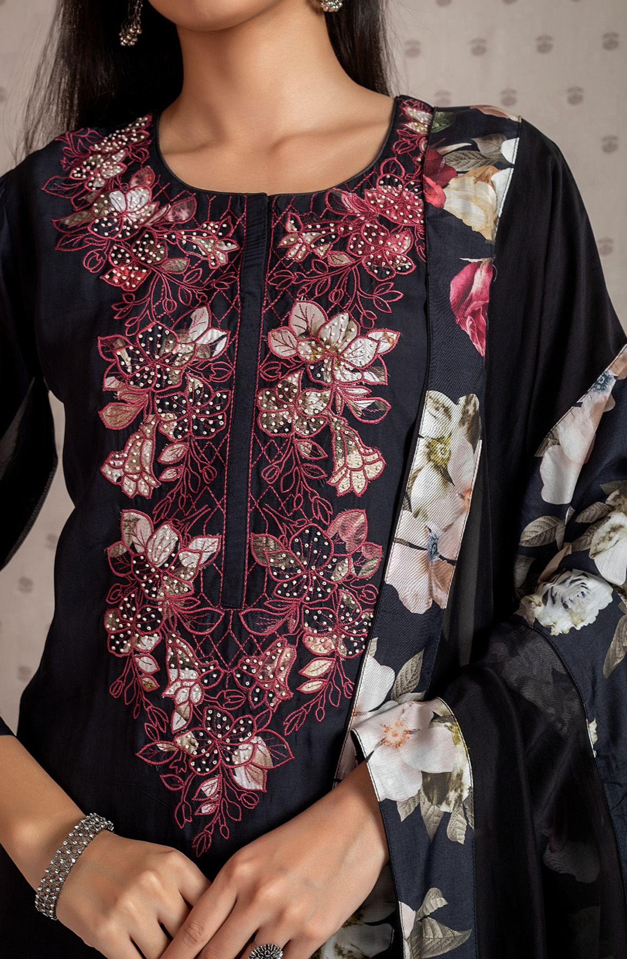 Festive Special Black Silk Beautiful Embroidered Salwar Suit with Dupatta - R157-SPR1581B