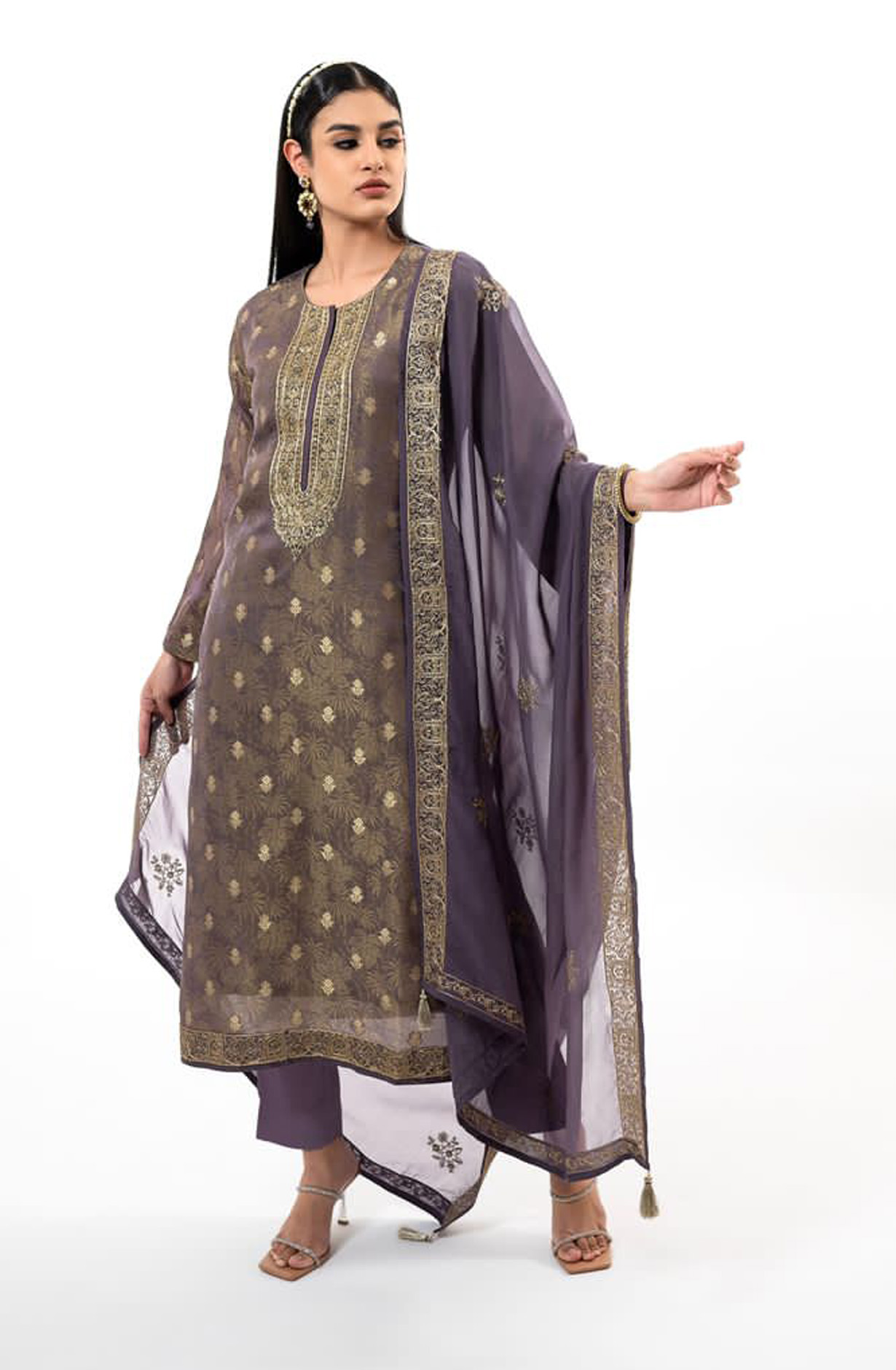 Purple Designer Silk Festive Salwar Kameez with Organza Dupatta - R157-SPR1586