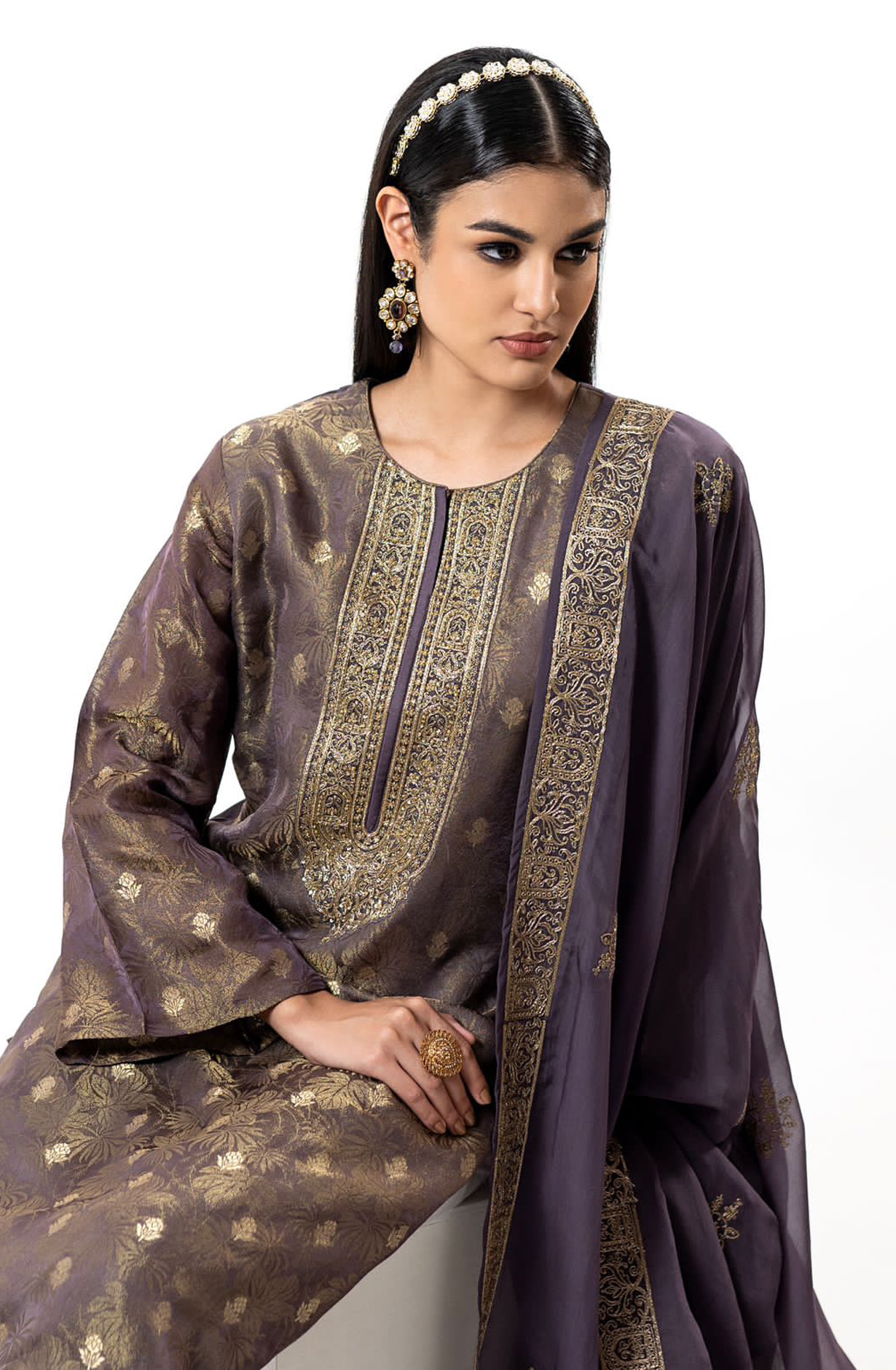 Purple Designer Silk Festive Salwar Kameez with Organza Dupatta - R157-SPR1586