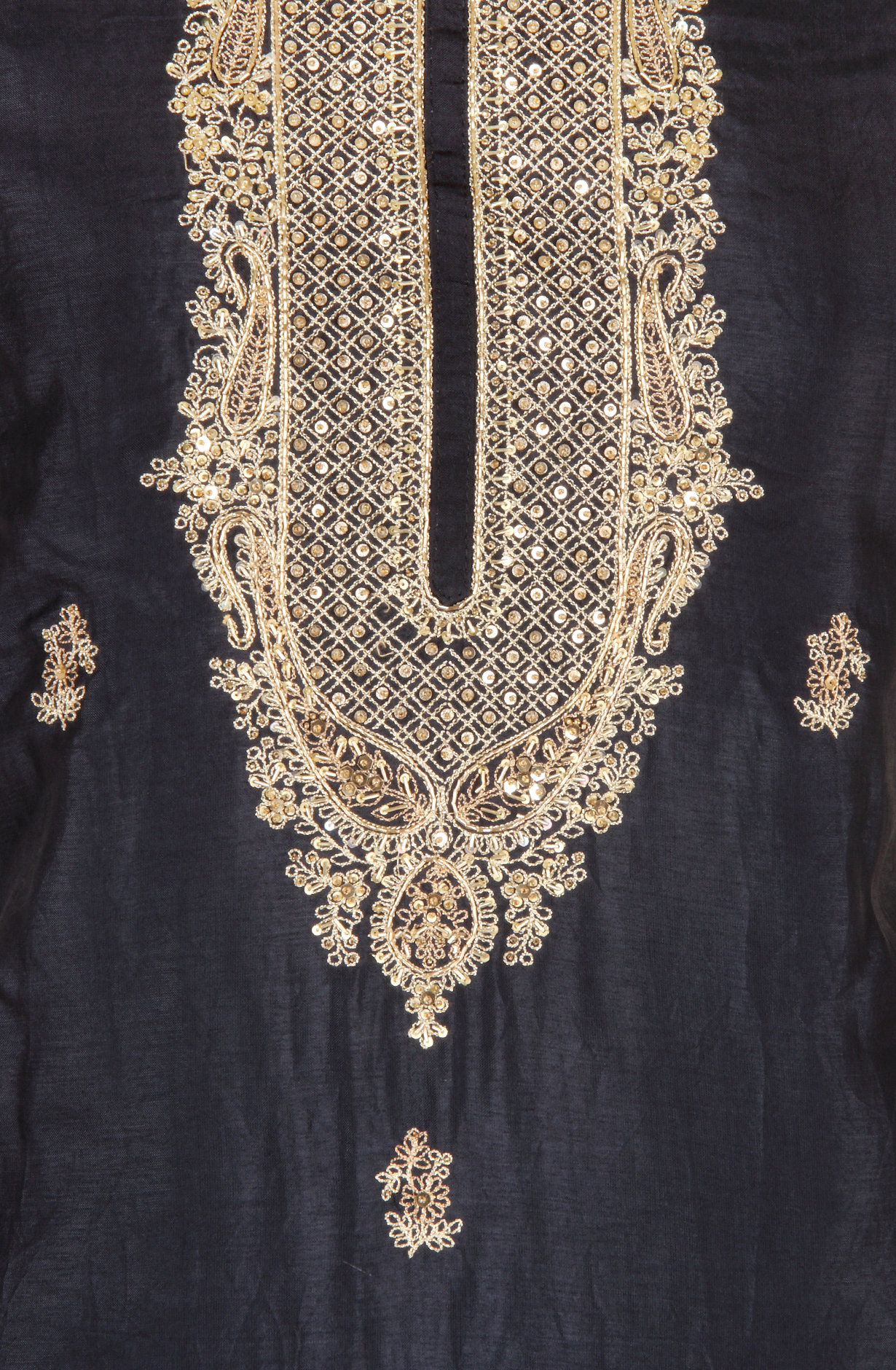 Blue Beautiful Silk Unstitched Salwar Kameez with Organza Dupatta - R157-SPR1591A