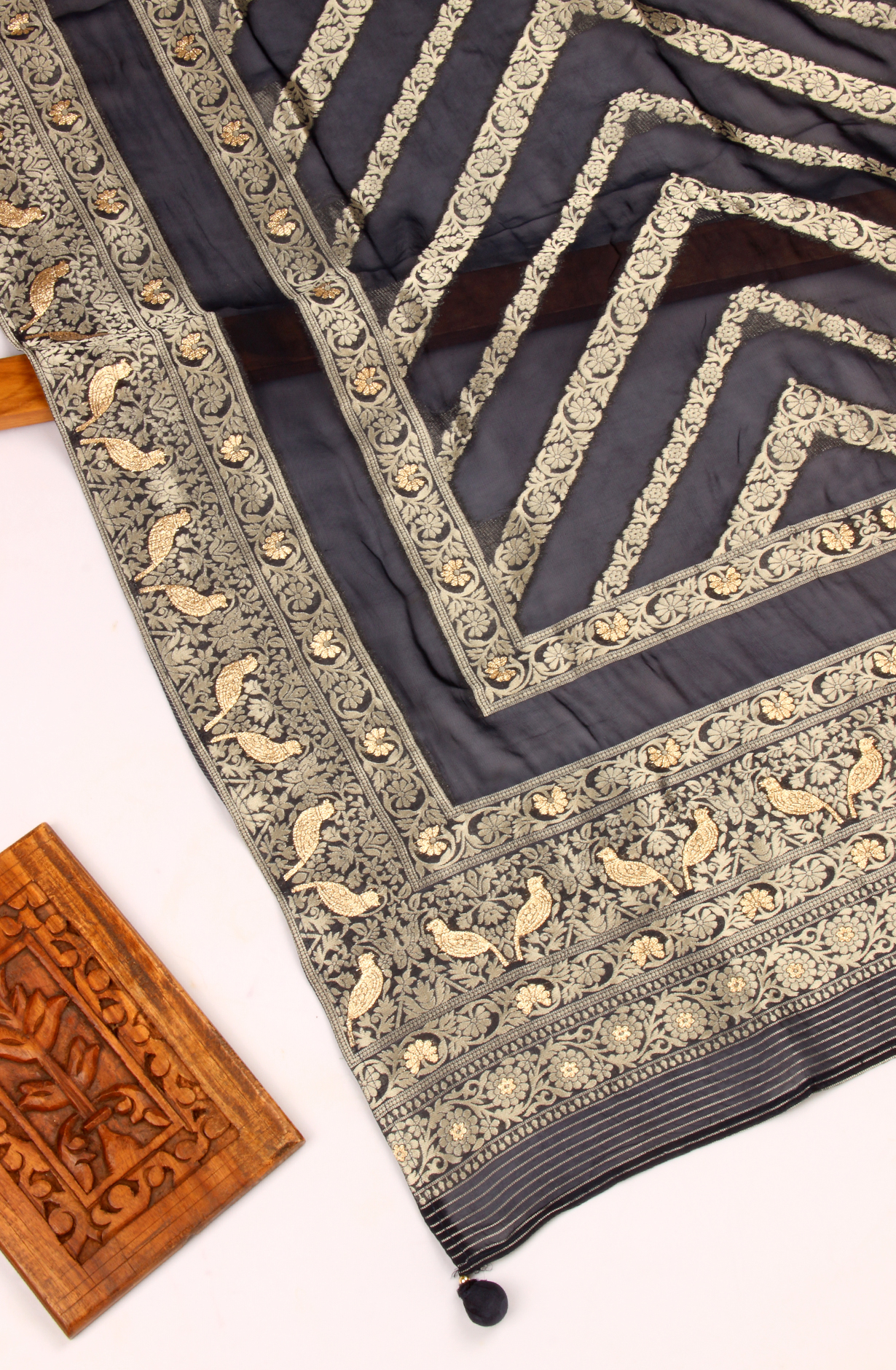 Blue Beautiful Silk Unstitched Salwar Kameez with Organza Dupatta - R157-SPR1591A