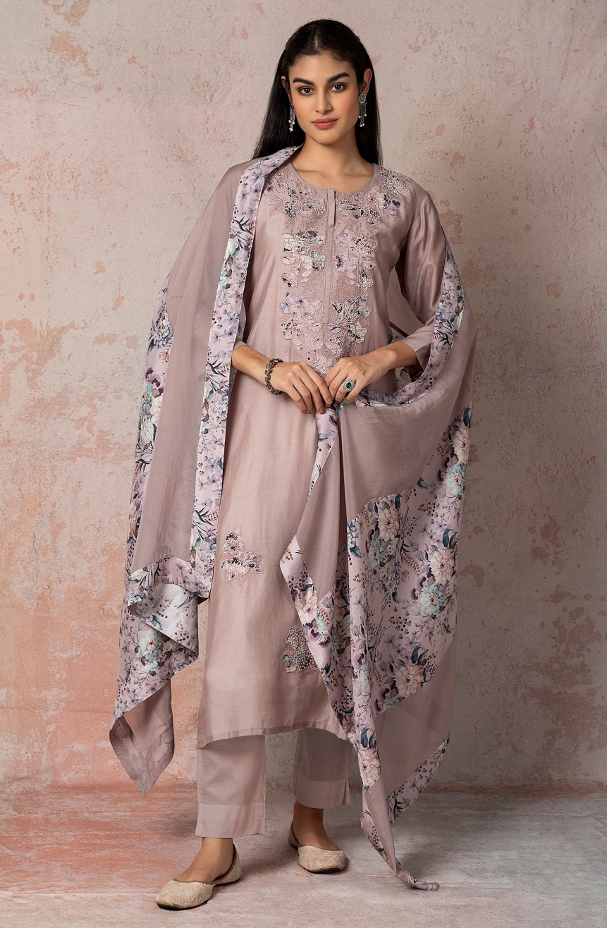 Festive Special Mauve Silk Beautiful Embroidered Salwar Suit with Dupatta - R157-SPR1598B