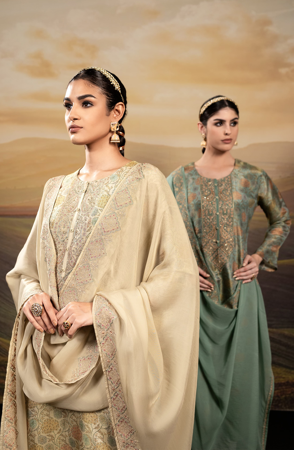 Designer Pastel Green Tissue Silk Festive Wear Suit with Organza Dupatta - R157-SPR1609B