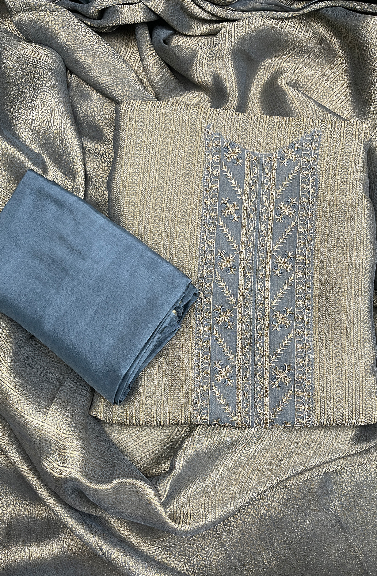 Pastel Blue Exclusive Tissue Silk Unstitched Salwar Kameez - R157-SPR1794-1A