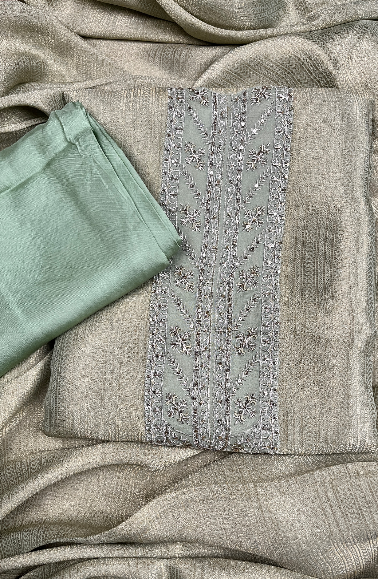 Sea Green Exclusive Tissue Silk Unstitched Salwar Kameez - R157-SPR1794A