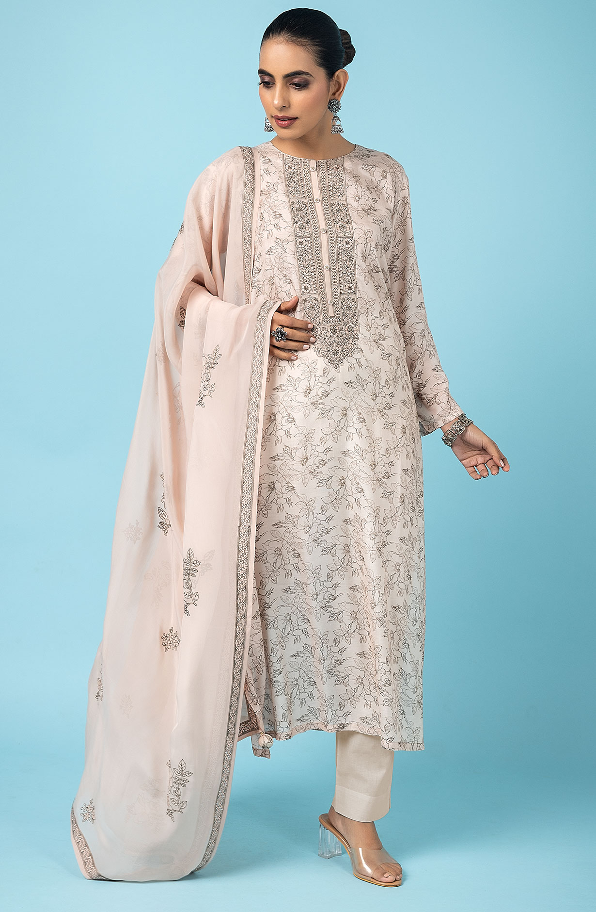 Designer Fawn Modal Digital Printed Salwar Suit with Organza Dupatta - R157-SPR1802