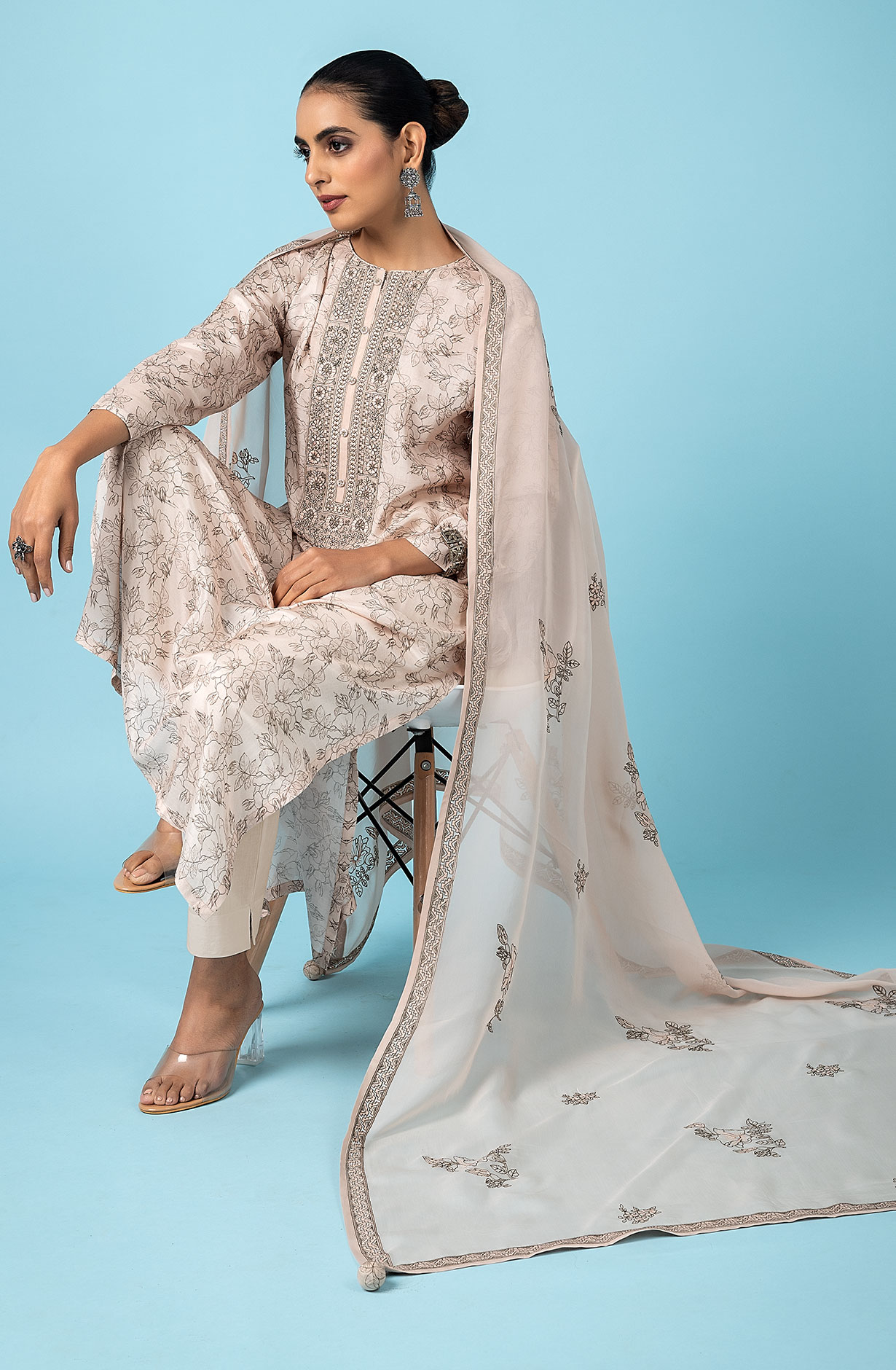 Designer Fawn Modal Digital Printed Salwar Suit with Organza Dupatta - R157-SPR1802