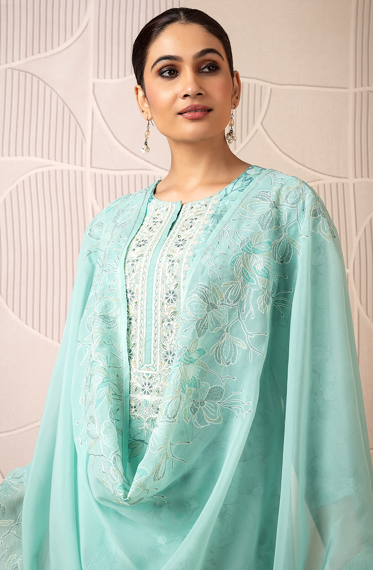Designer Sea Green Modal Digital Printed Salwar Suit with Organza Dupatta - R157-SPR1823A