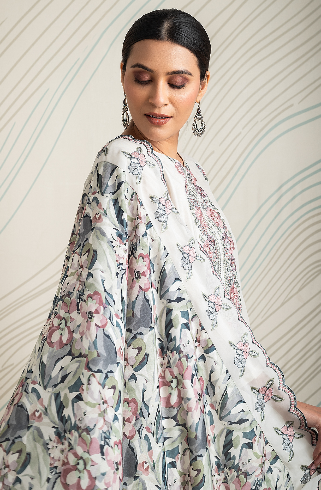 Exclusive Cream Pure Muslin Embroidered Salwar Suit with Trendy Dupatta - R157-SPR1828A