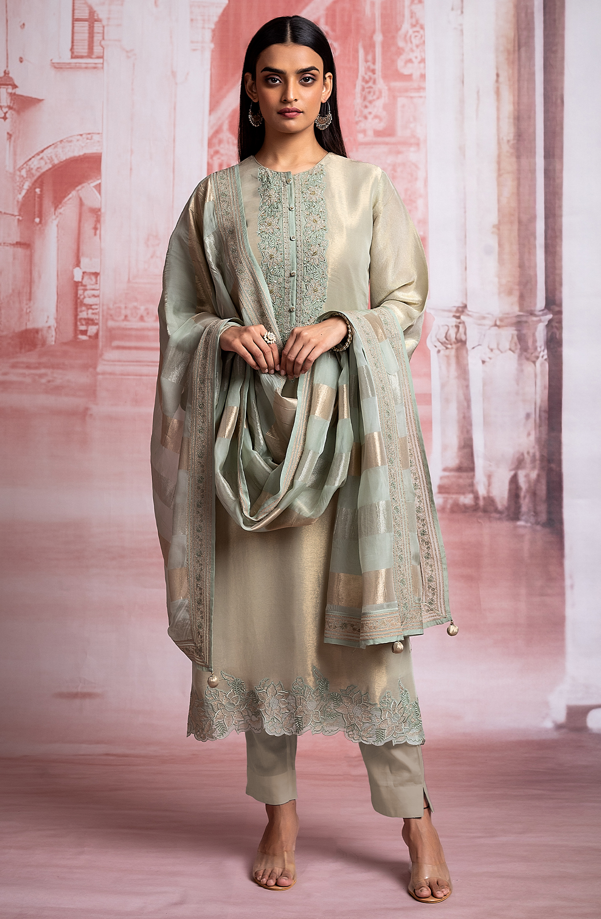 Sea Green Designer Tissue Silk Festive Salwar Suit - R157-SPR1919