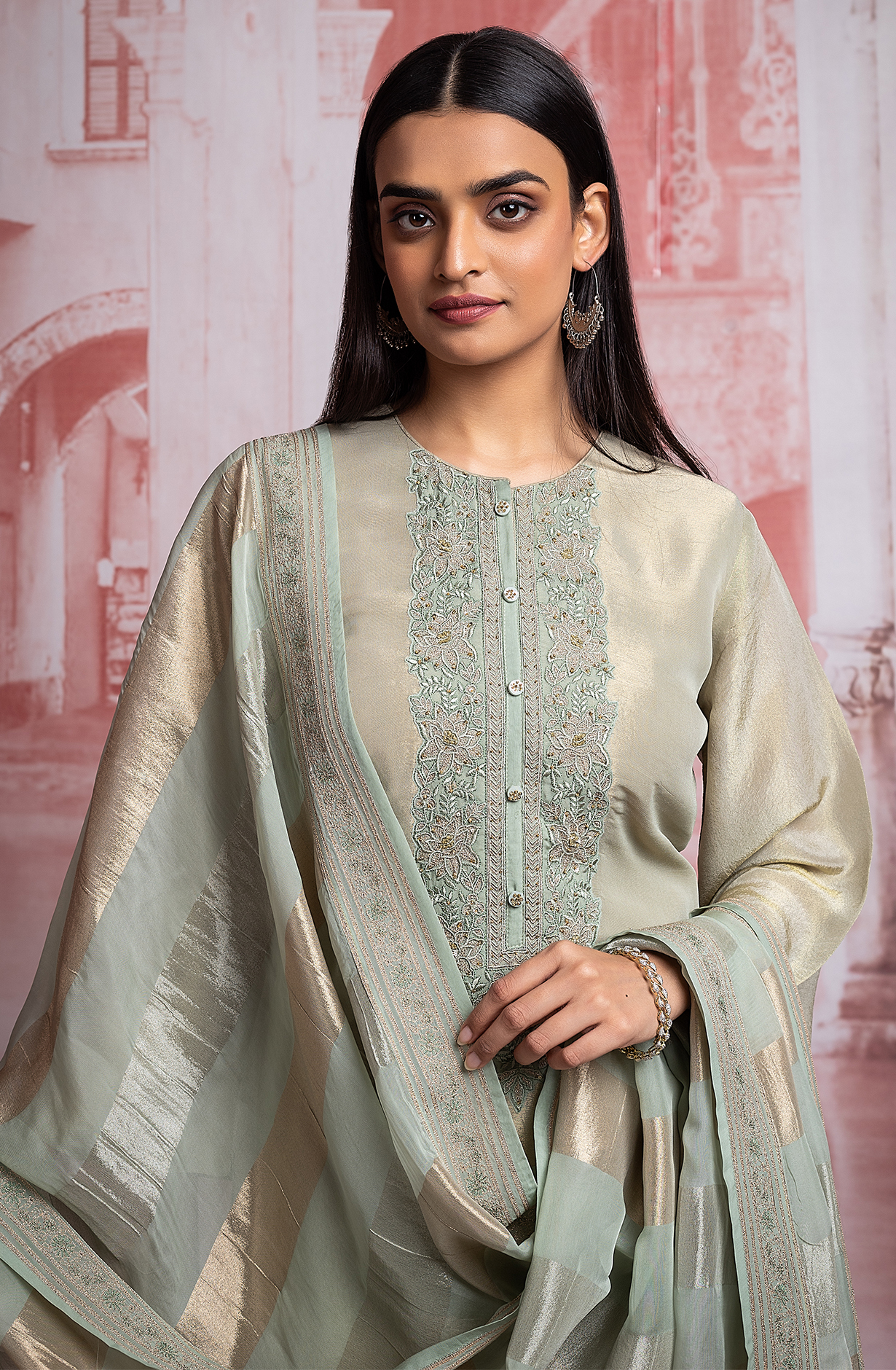 Sea Green Designer Tissue Silk Festive Salwar Suit - R157-SPR1919