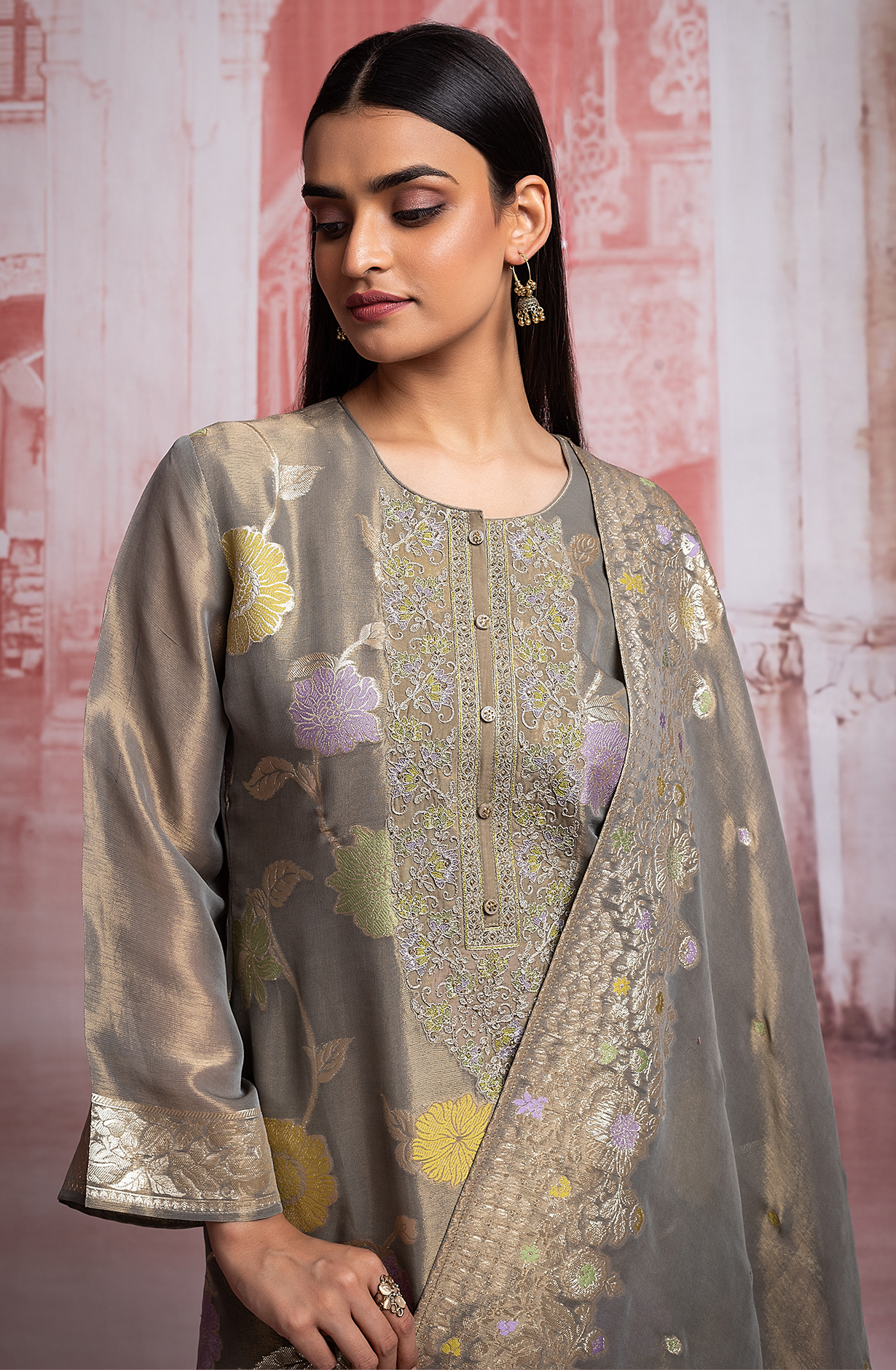 Olive Green Designer Tissue Silk Festive Salwar Suit - R157-SPR1926