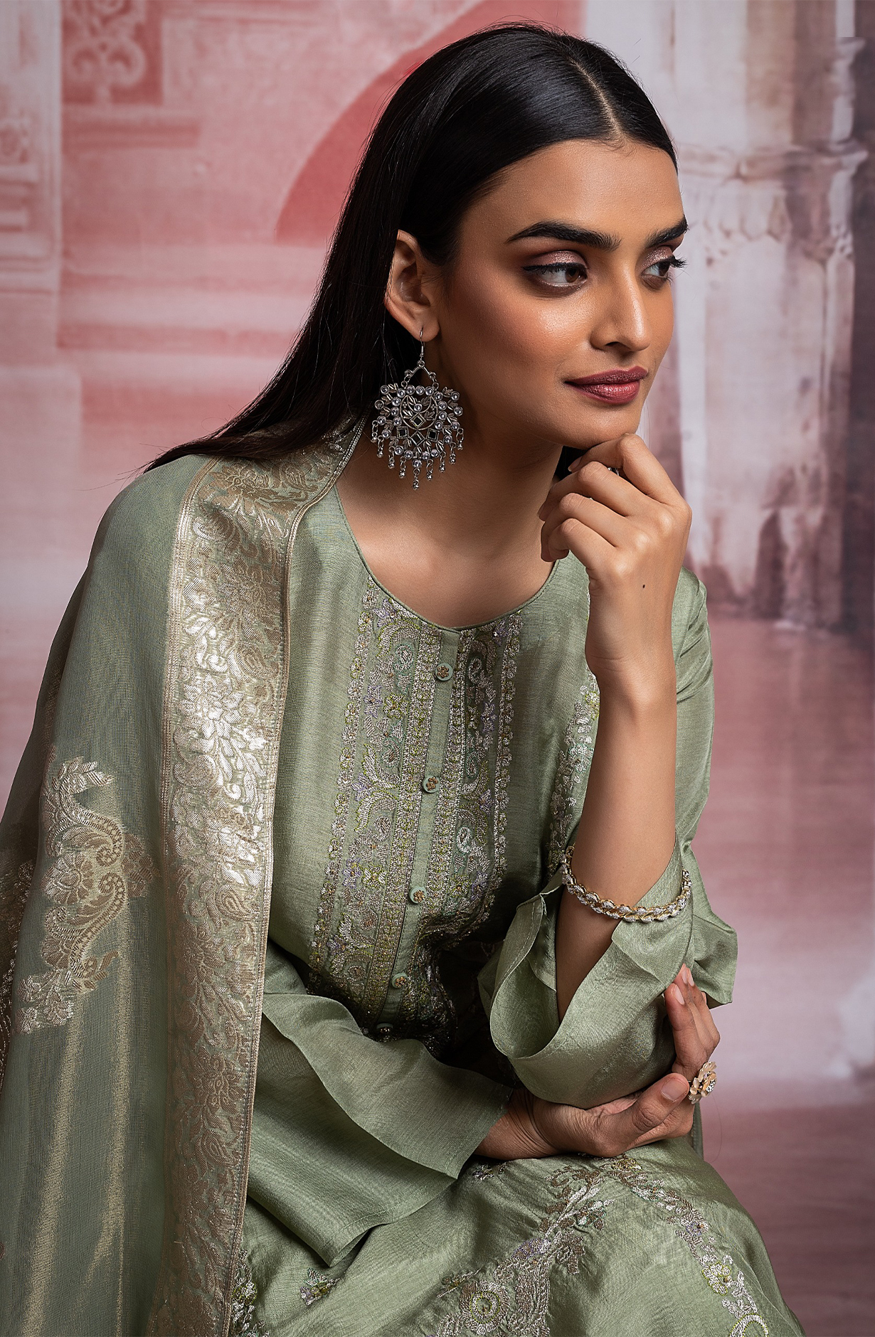 Exclusive Sea Green Silk Festive Suit with Tissue Silk Dupatta - R157-SPR1928