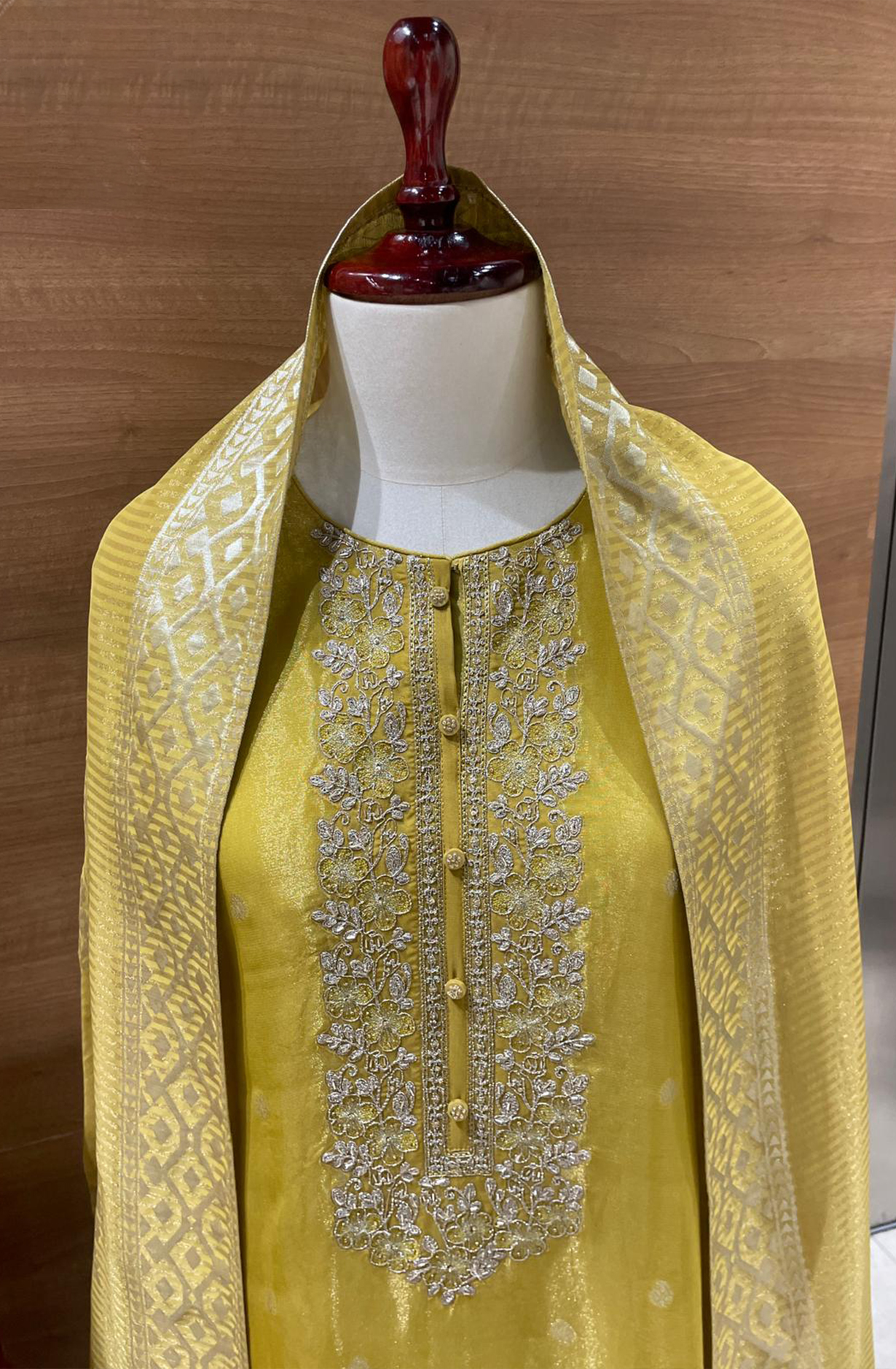 Mustard Yellow Designer Tissue Silk Festive Salwar Suit - R157-SPR1946
