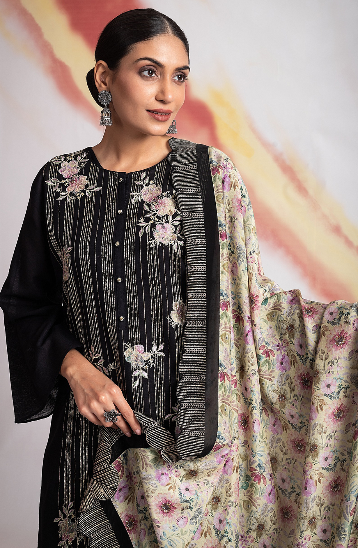 Black Designer Organza Embroidered Salwar Kameez with Trendy Dupatta - R157-SPR1954