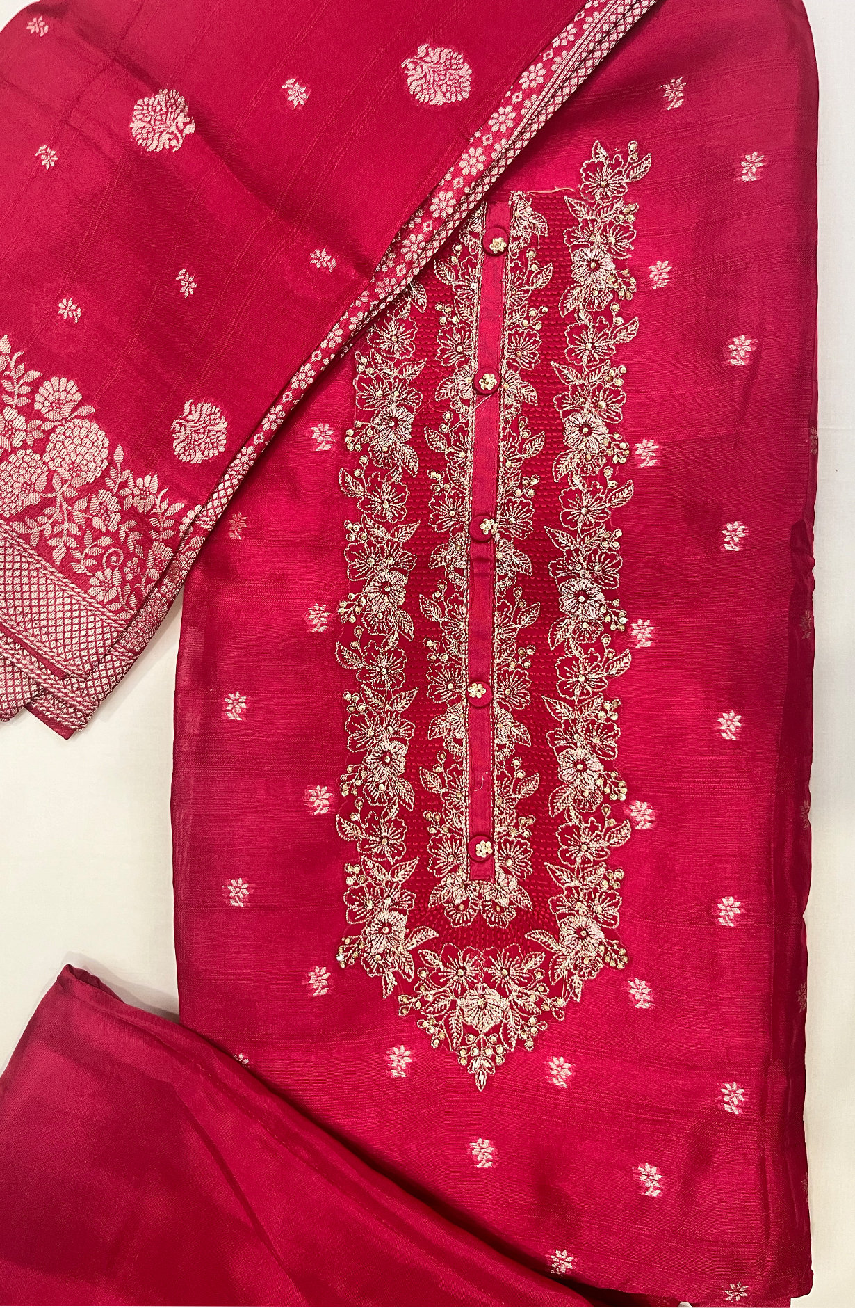 Rani Pink Festive Special Silk Jacquard Suit-set with Banarasi Silk Dupatta - R157-SPR1958