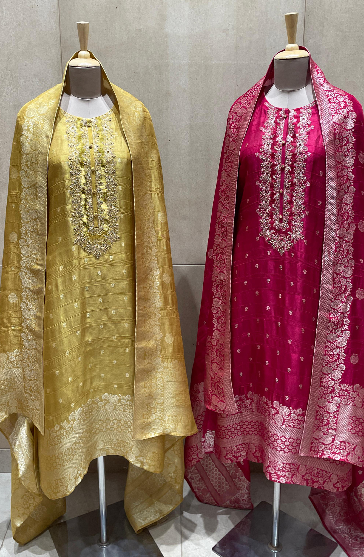Mustard Yellow Festive Special Silk Jacquard Suit-set with Banarasi Silk Dupatta - R157-SPR1958A