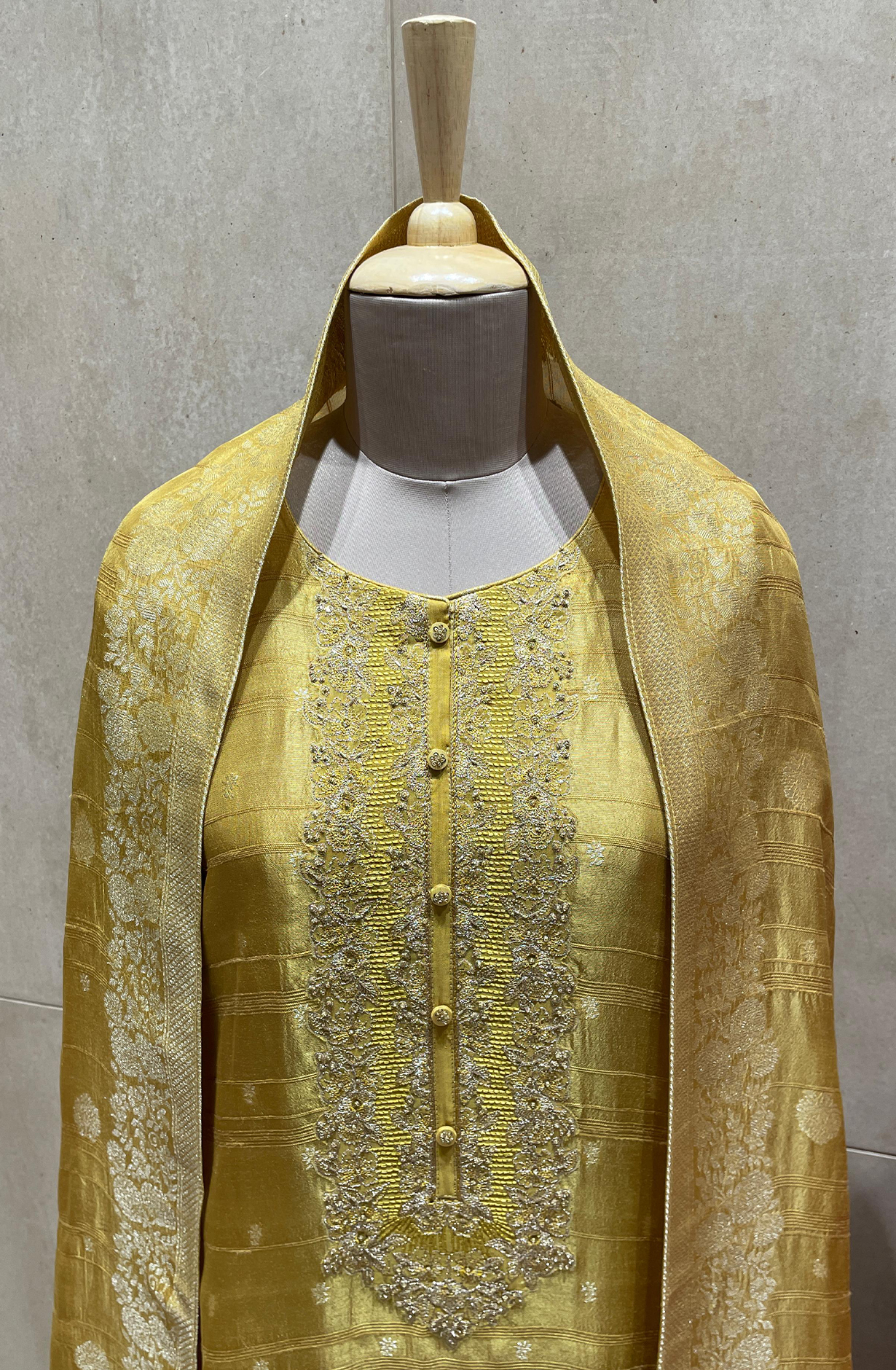 Mustard Yellow Festive Special Silk Jacquard Suit-set with Banarasi Silk Dupatta - R157-SPR1958A