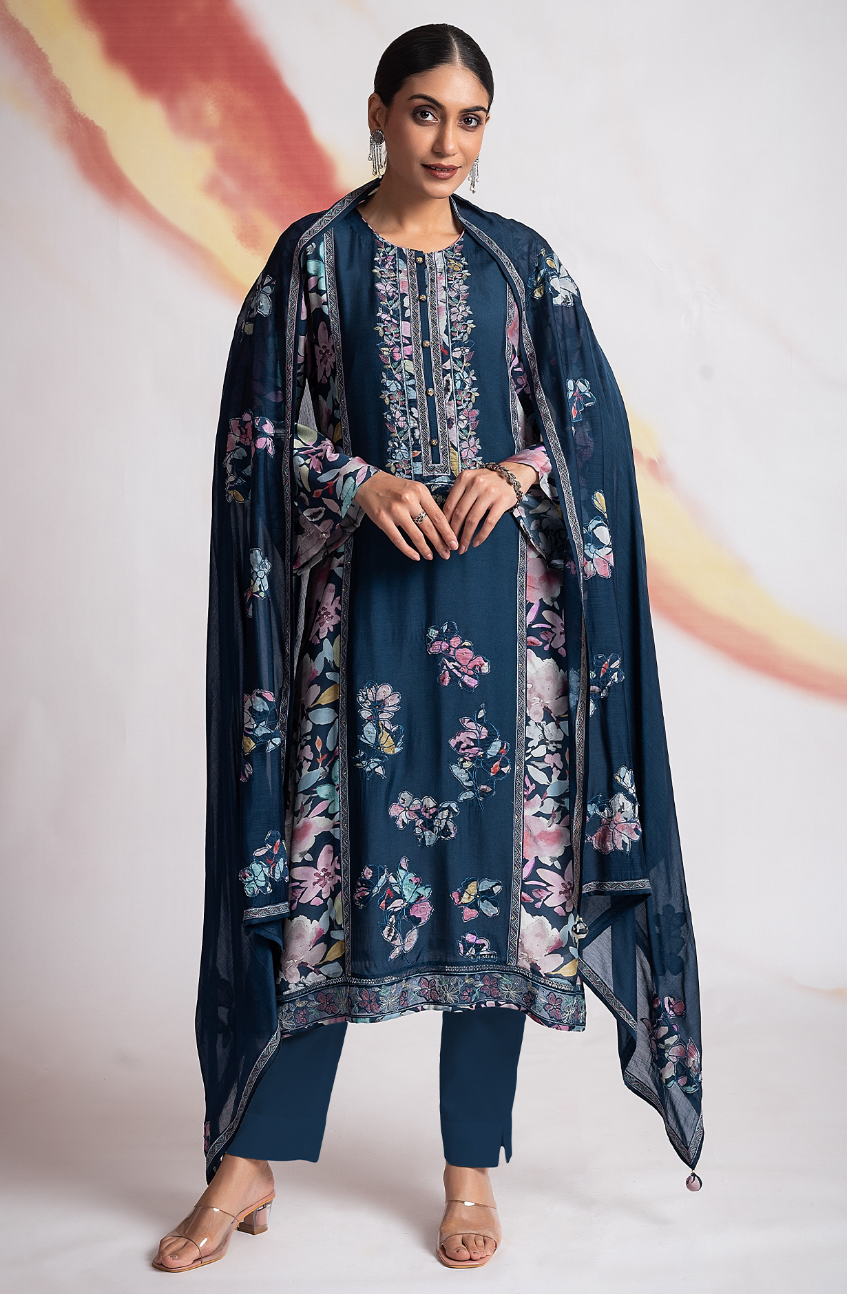 Blue Festive Special Muslin Digital Printed Salwar Suit with Trendy Dupatta - R157-SPR1965