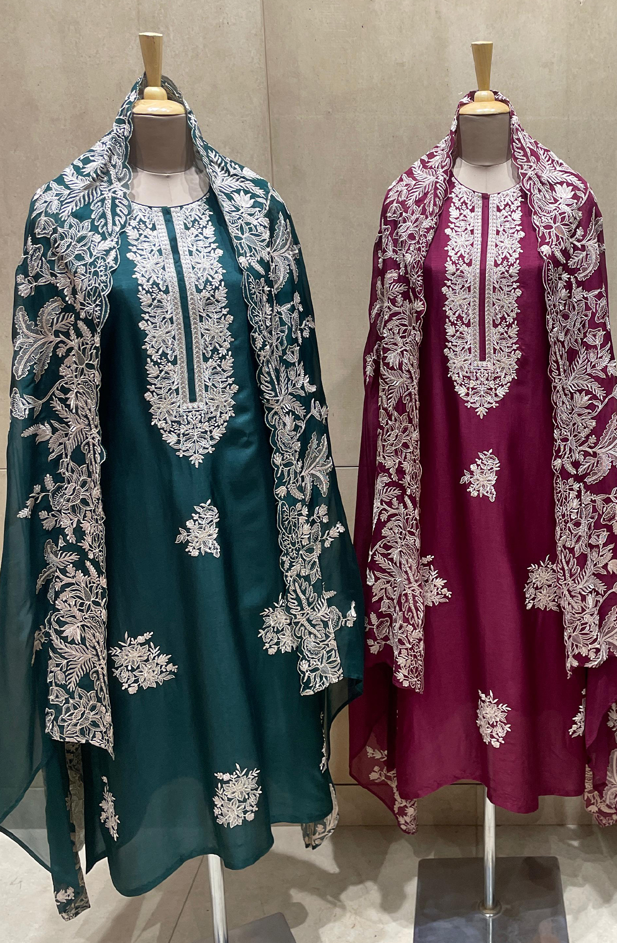Teal Beautiful Silk Embroidered Salwar Kameez with Organza Dupatta - R157-SPR1975A