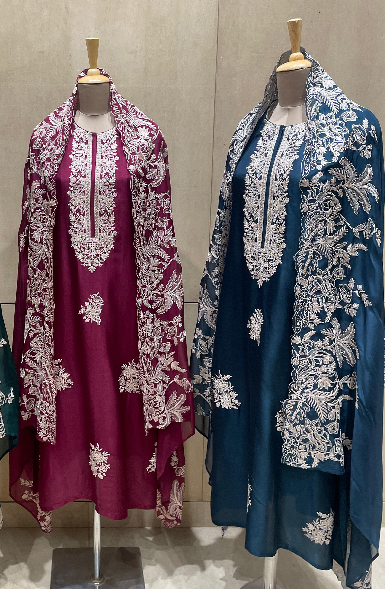 Blue Beautiful Silk Embroidered Salwar Kameez with Organza Dupatta - R157-SPR1975