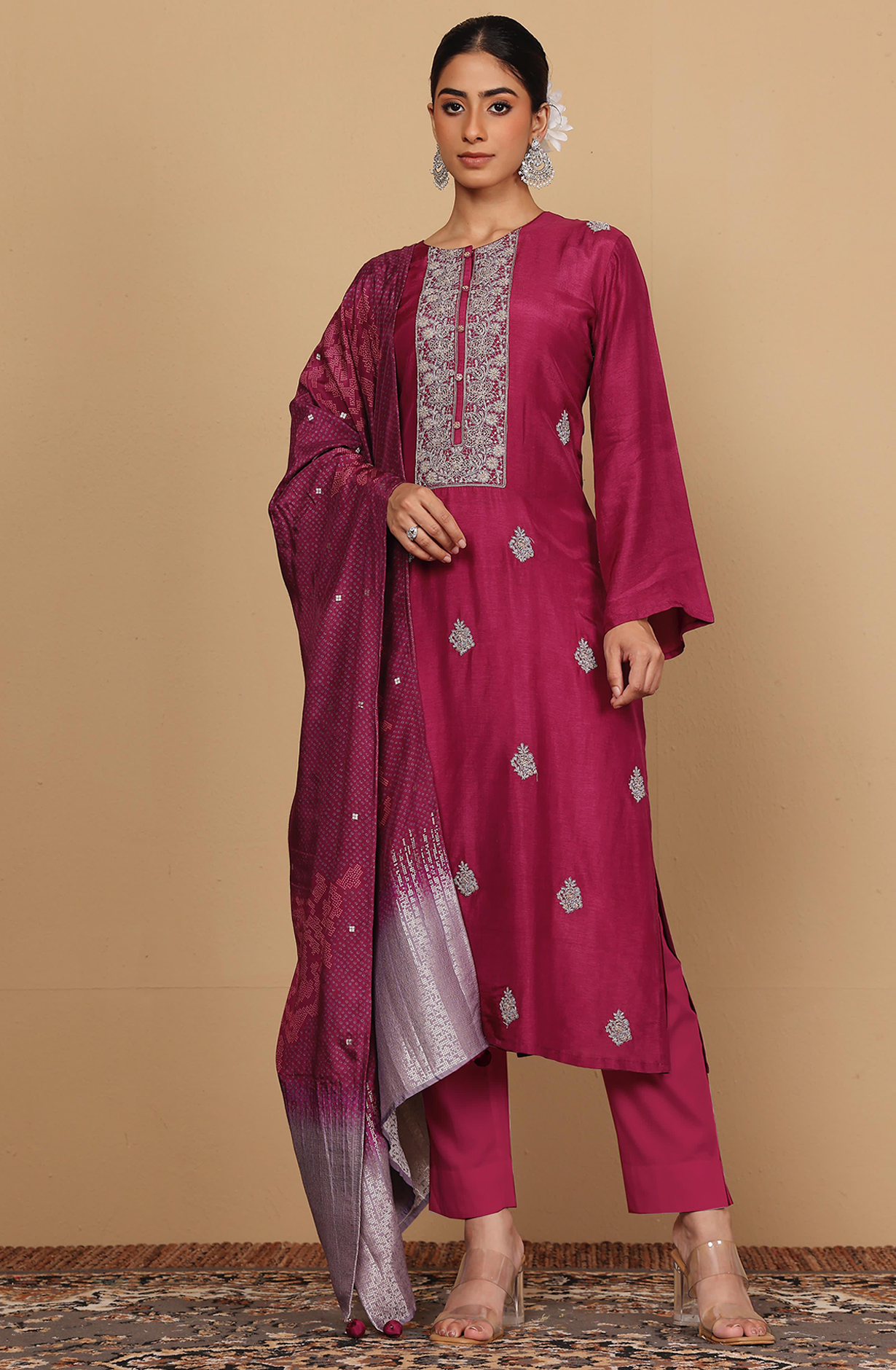 Exclusive Beautiful Silk Festive Salwar Kameez in Magenta - R157-SPR1999A