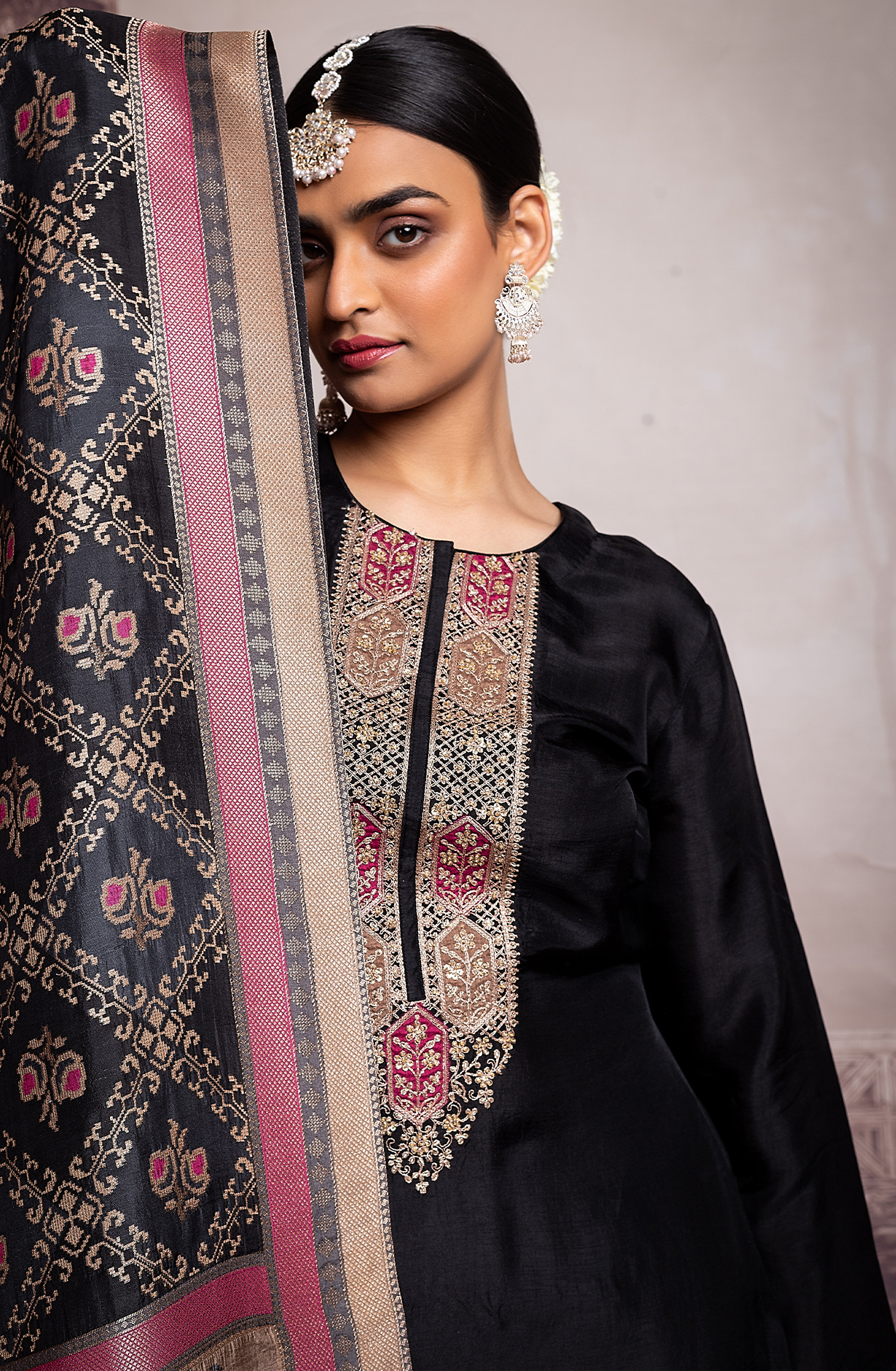 Black Exclusive Silk Unstitched Salwar Kameez - R157-SPR2005