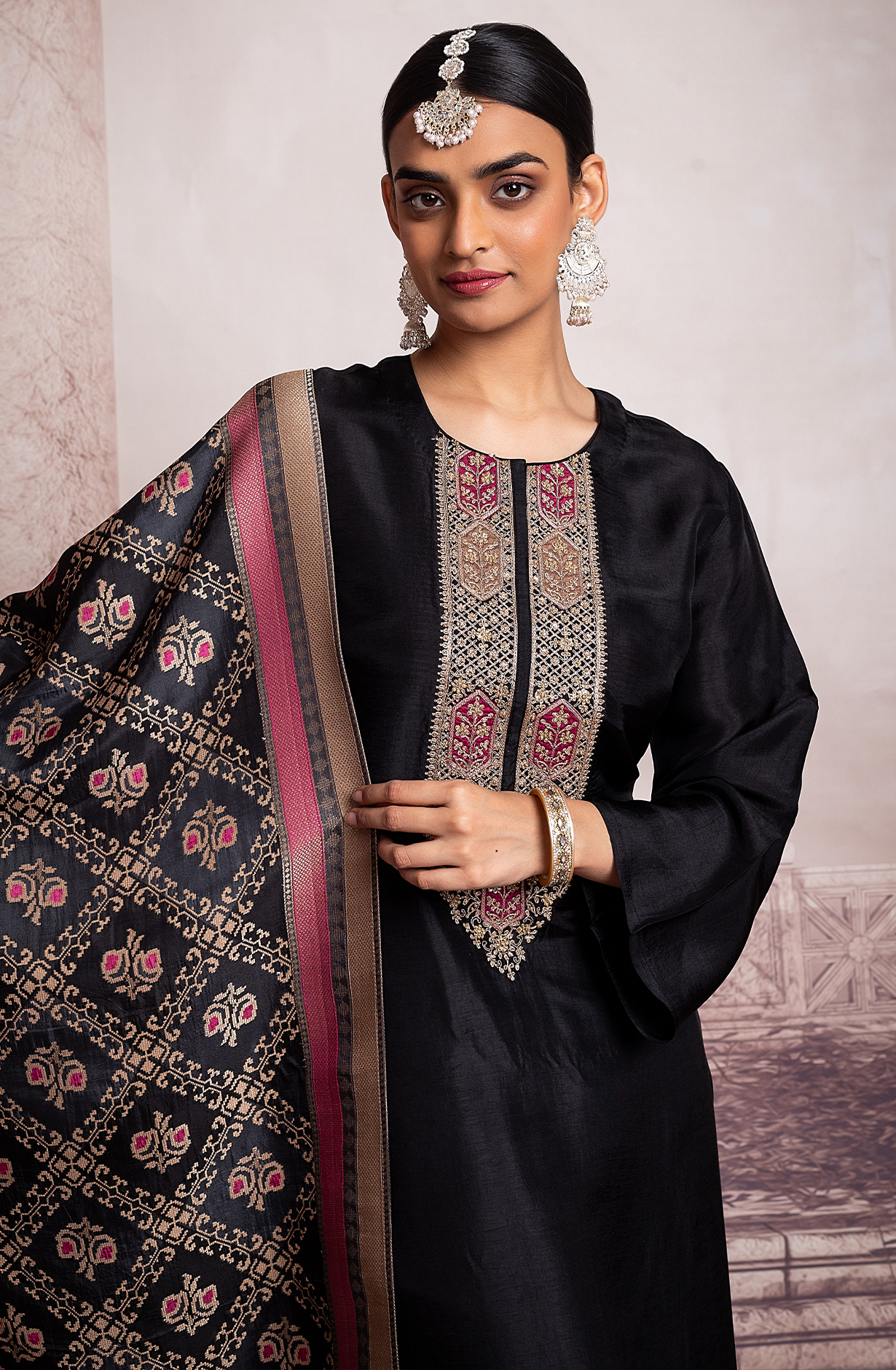 Black Exclusive Silk Unstitched Salwar Kameez - R157-SPR2005