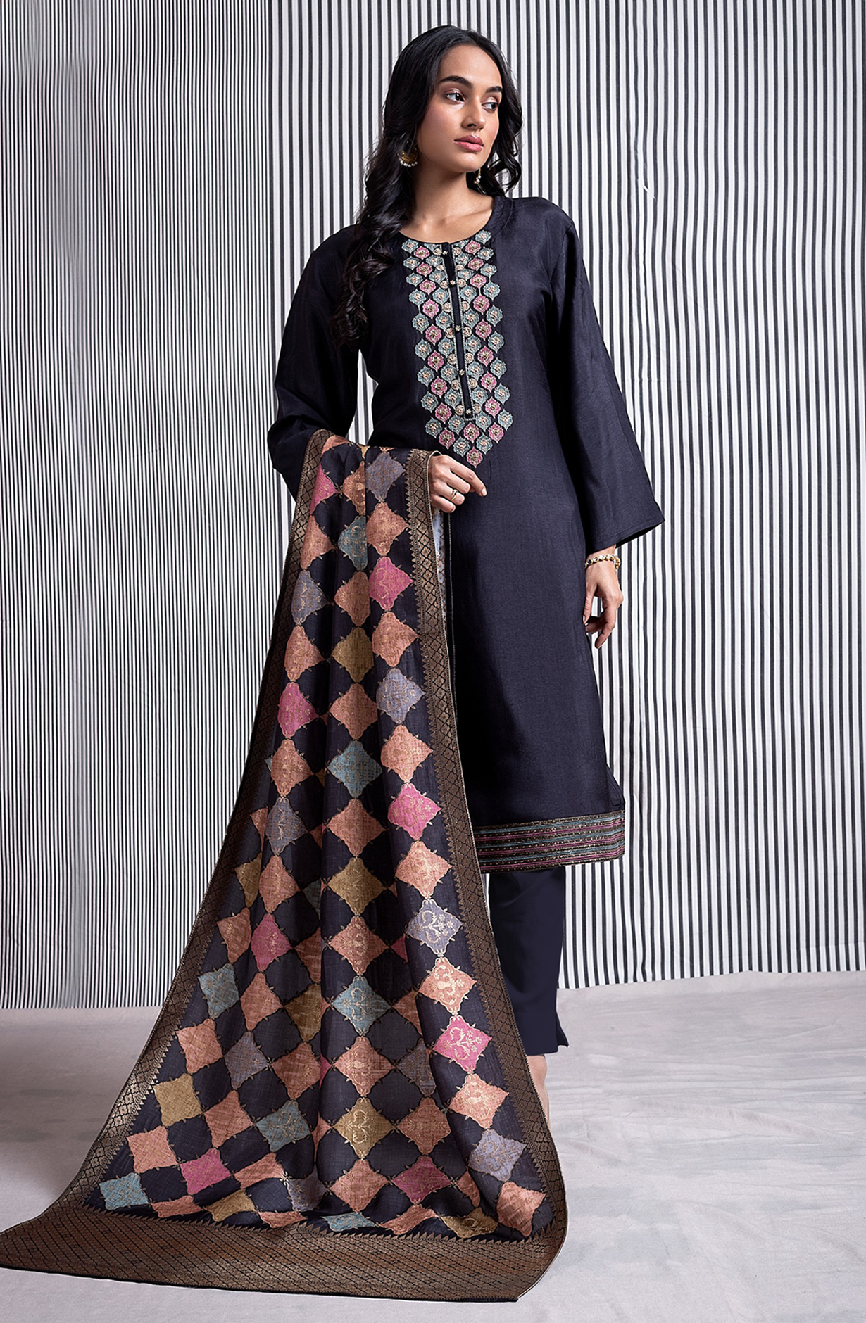 Blue Beautiful Silk Embroidery Salwar Suit with Dupatta- R157-SPR2036