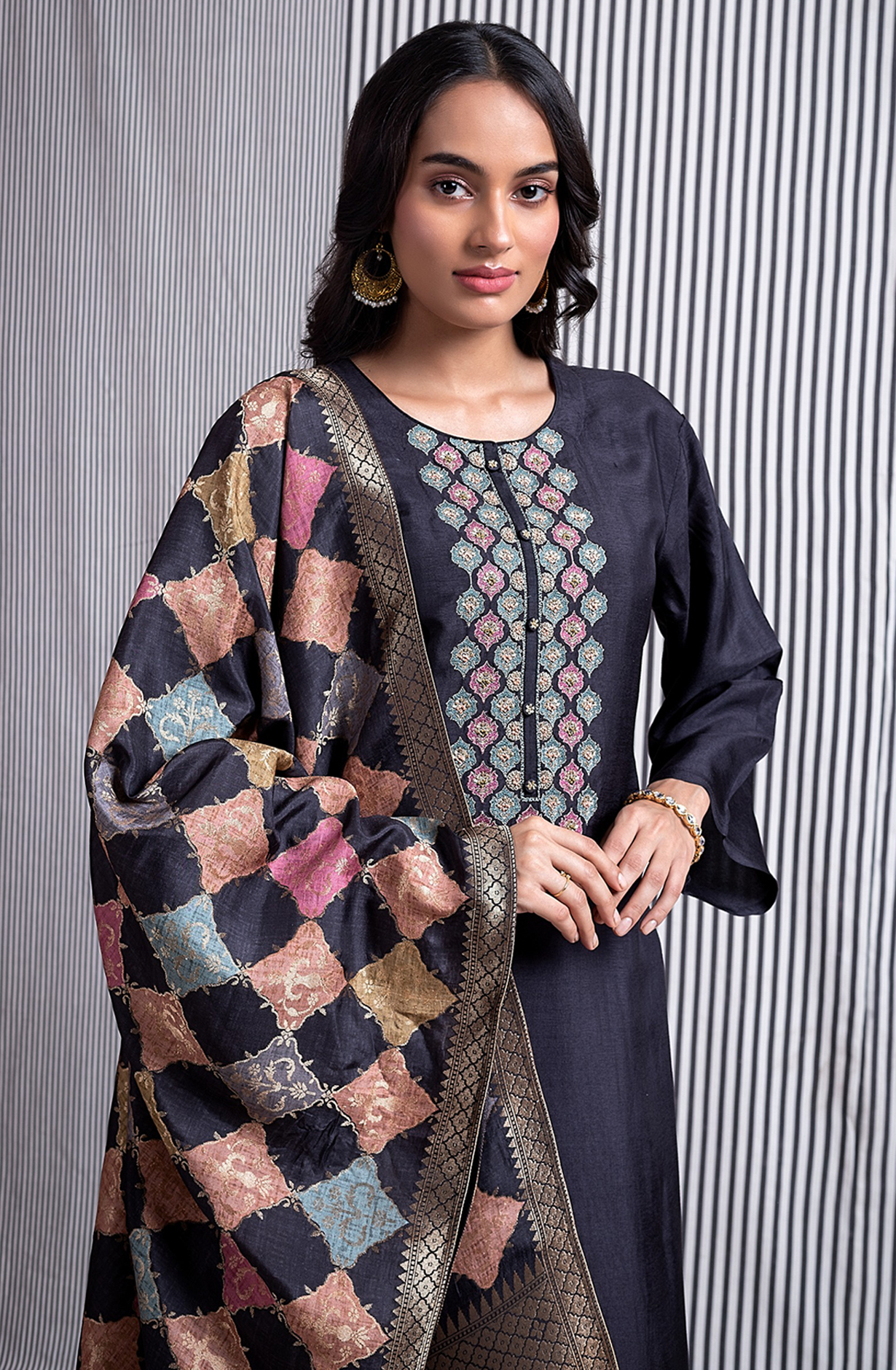 Blue Beautiful Silk Embroidery Salwar Suit with Dupatta- R157-SPR2036