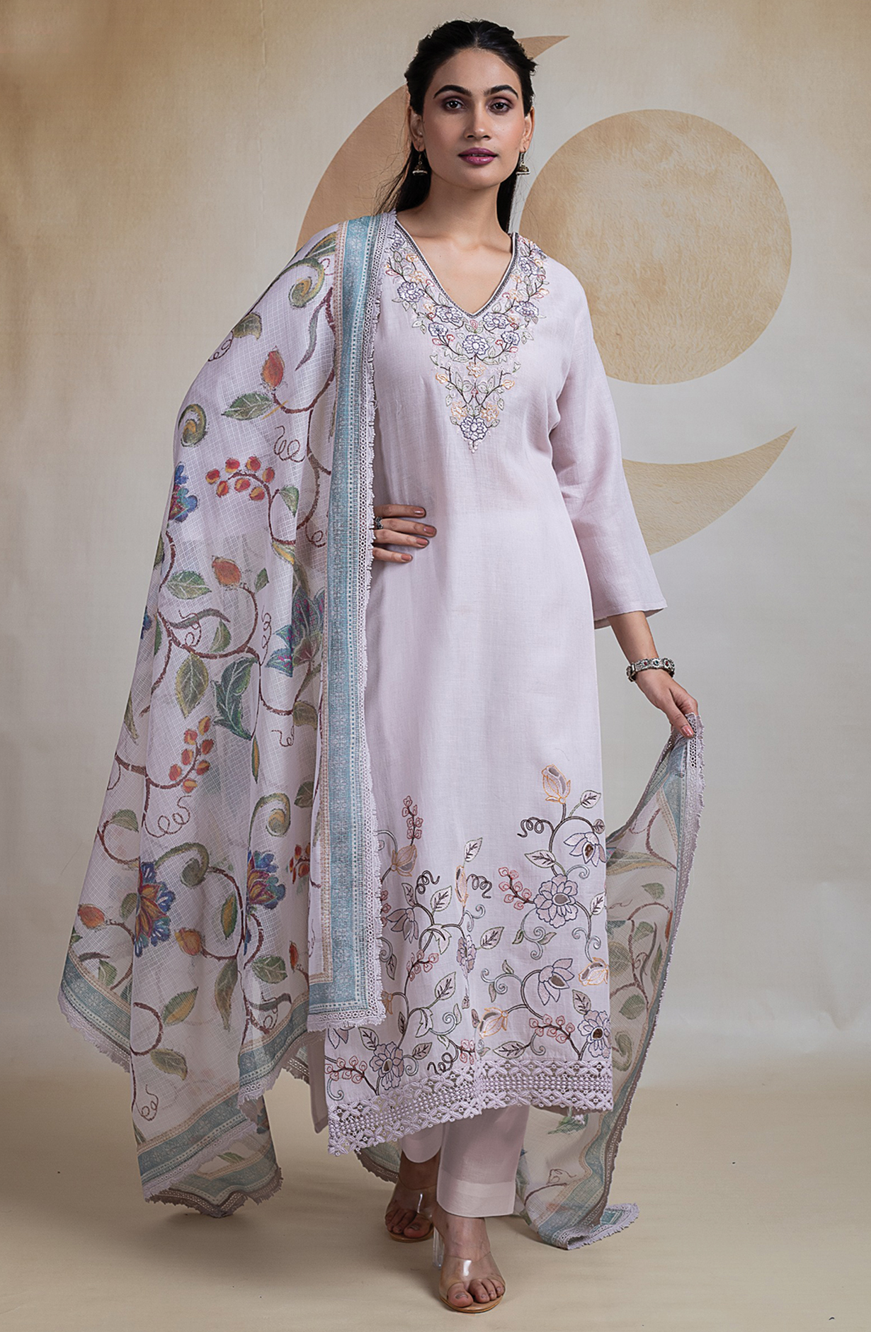 Peach Linen Beautiful Suit with Linen Dupatta -R157-SPR2183A