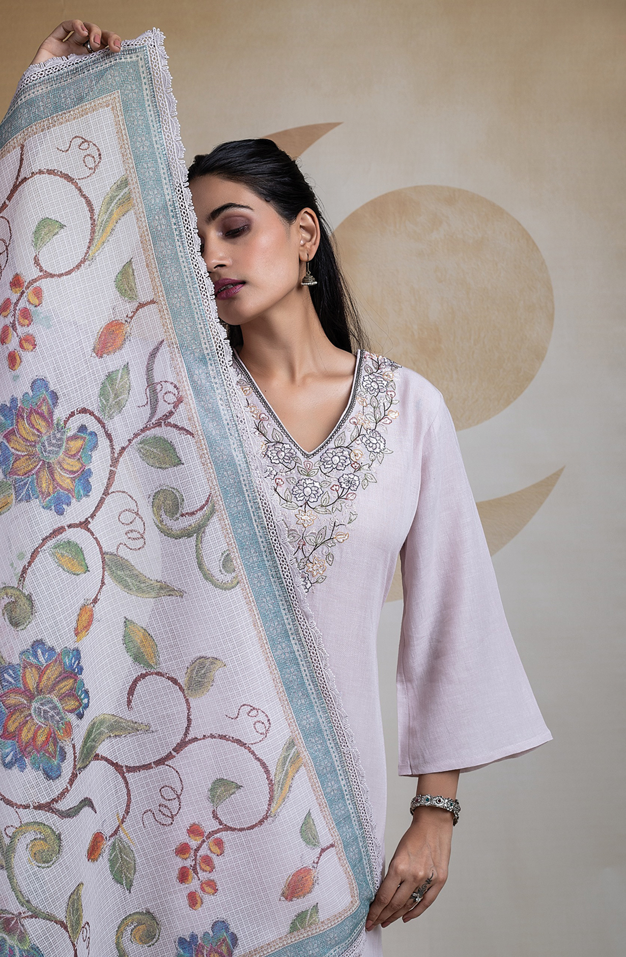 Peach Linen Beautiful Suit with Linen Dupatta -R157-SPR2183A