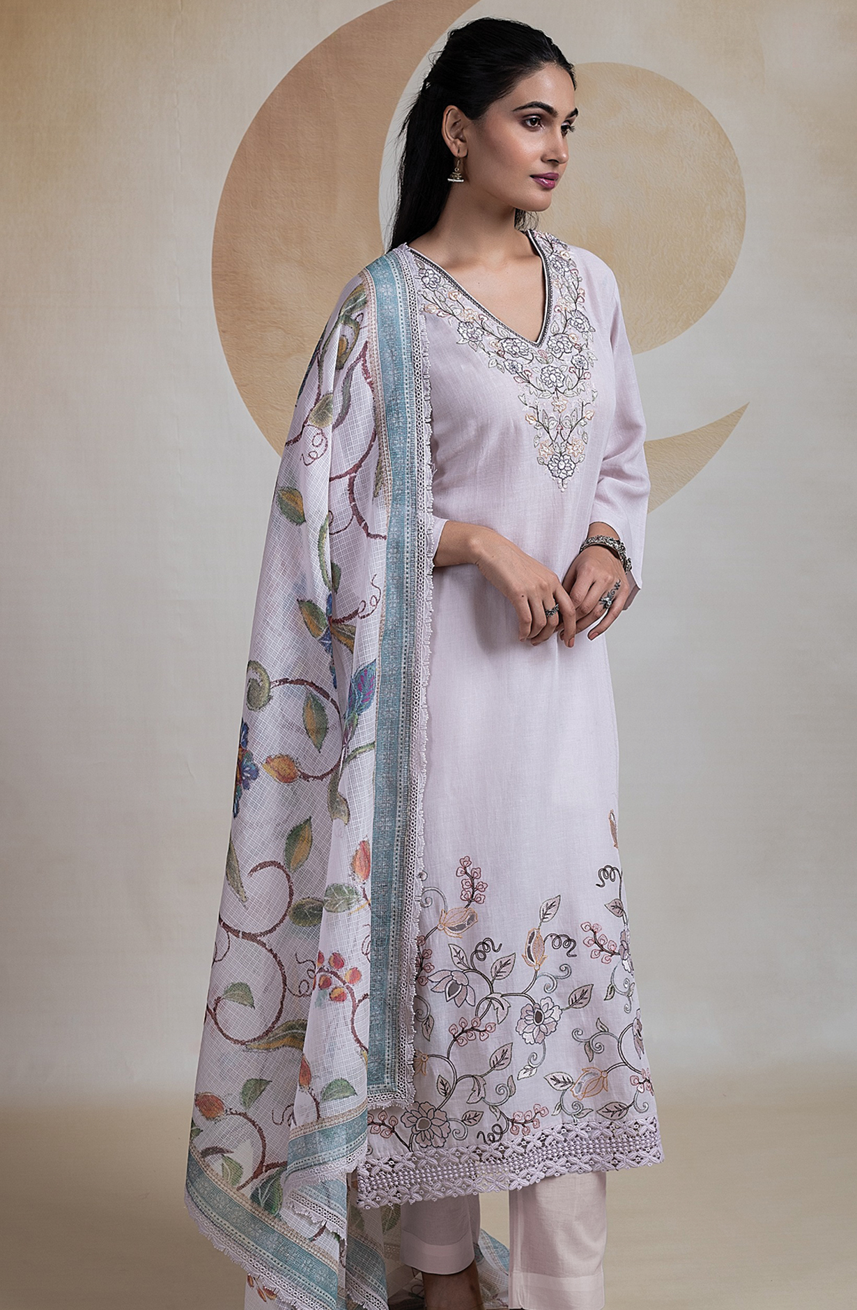 Peach Linen Beautiful Suit with Linen Dupatta -R157-SPR2183A