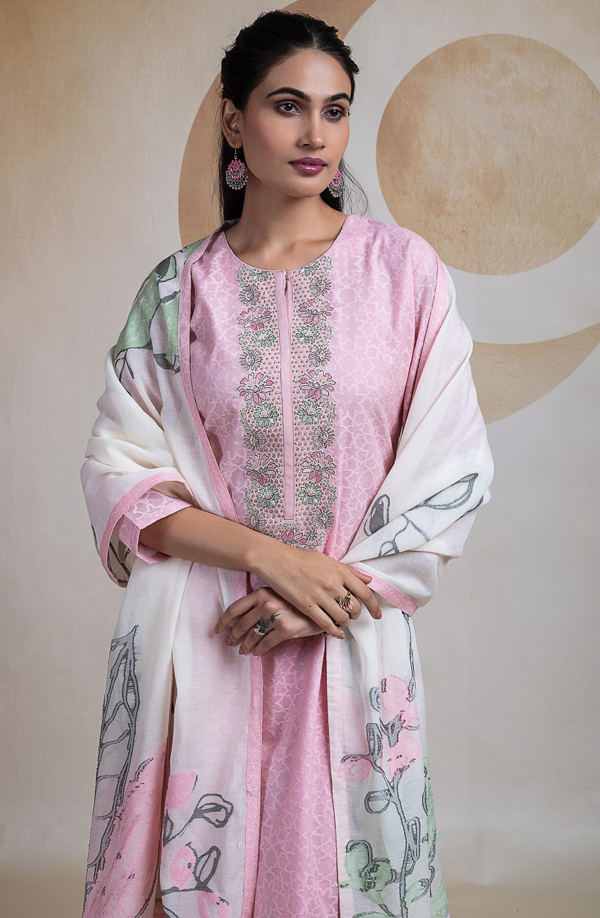 Pink Cotton Jacquard Beautiful Suit with Dupatta -R157-SPR2269A