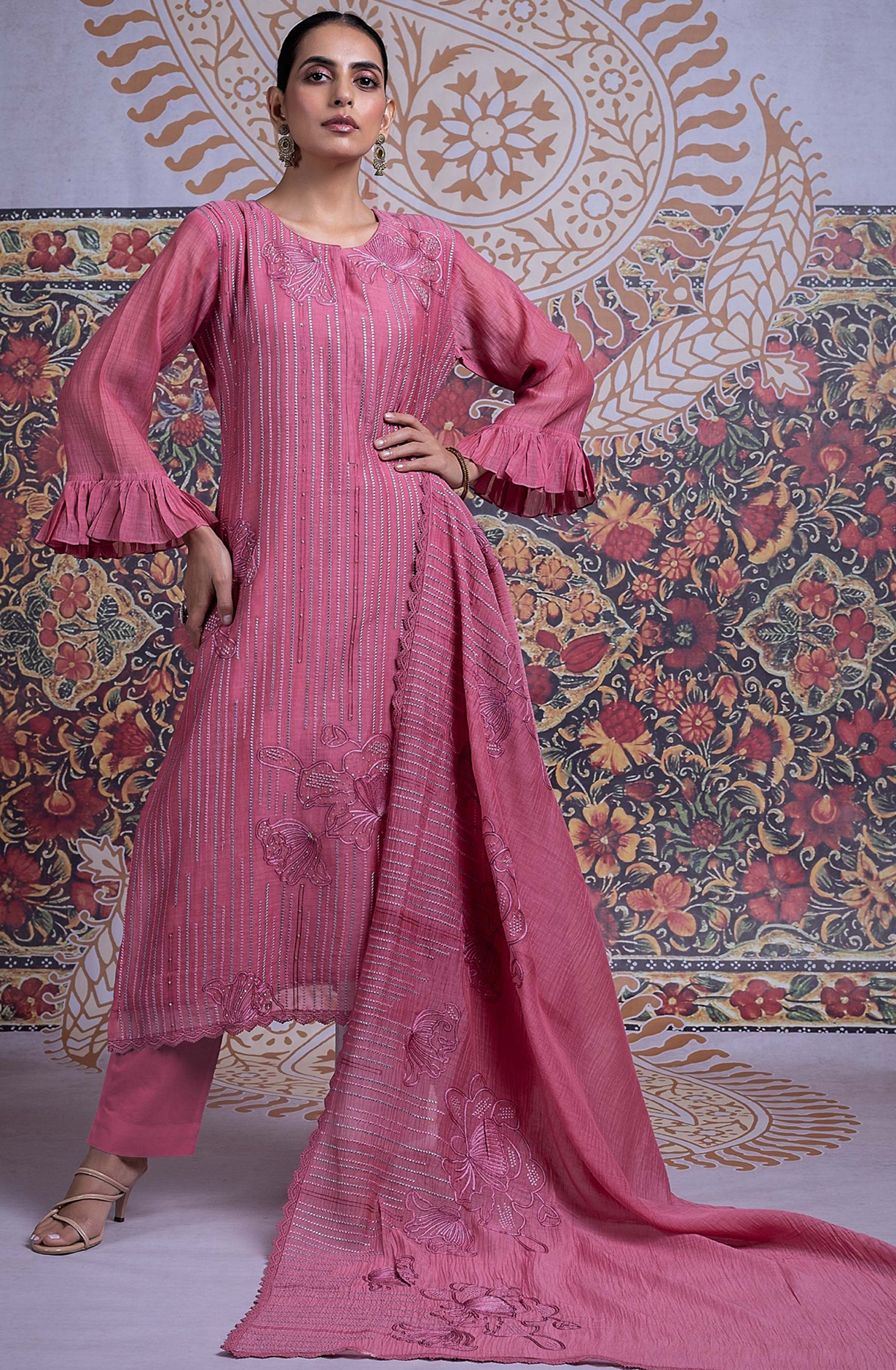 Pink Mul Chanderi Suit with Dupatta - R157-SPR2335B