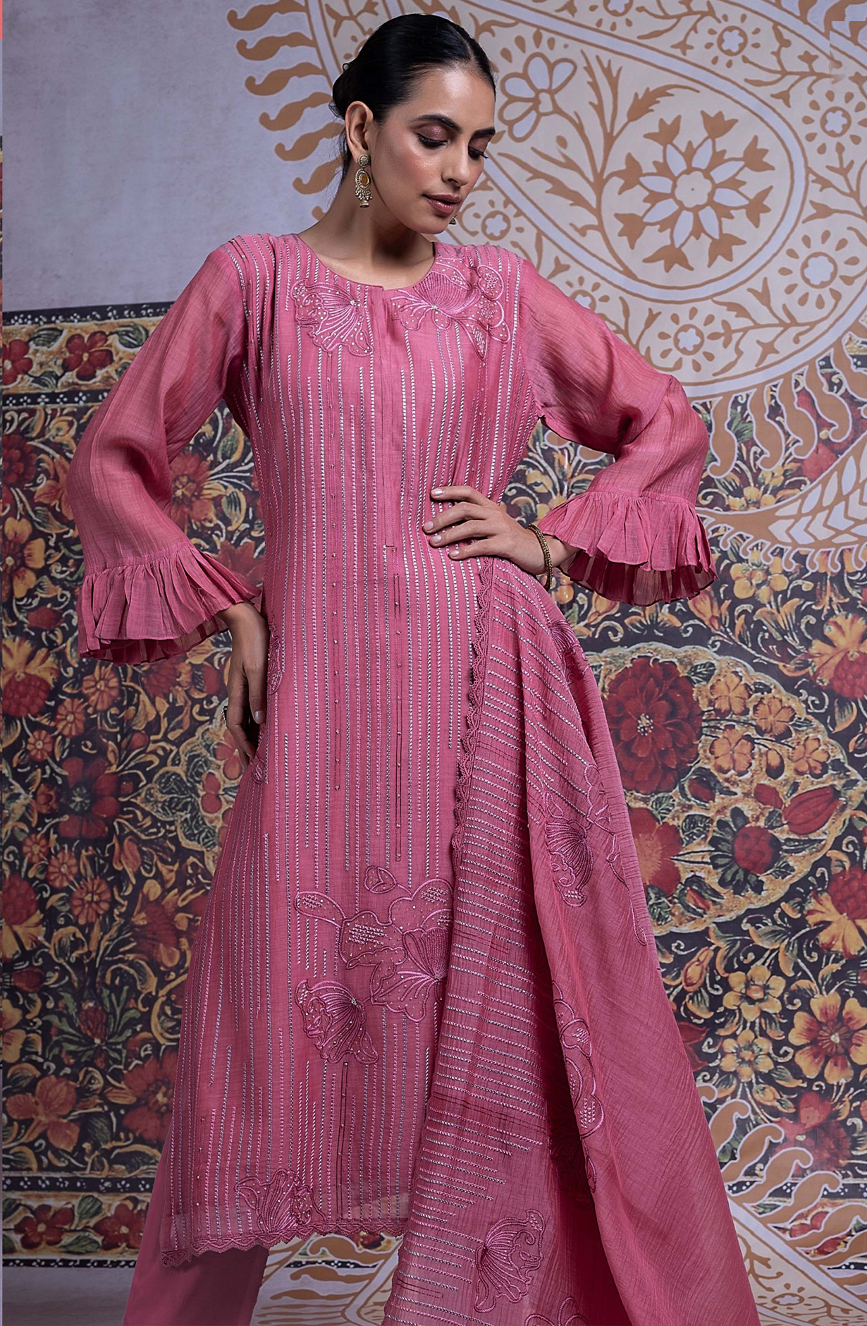 Pink Mul Chanderi Suit with Dupatta - R157-SPR2335B