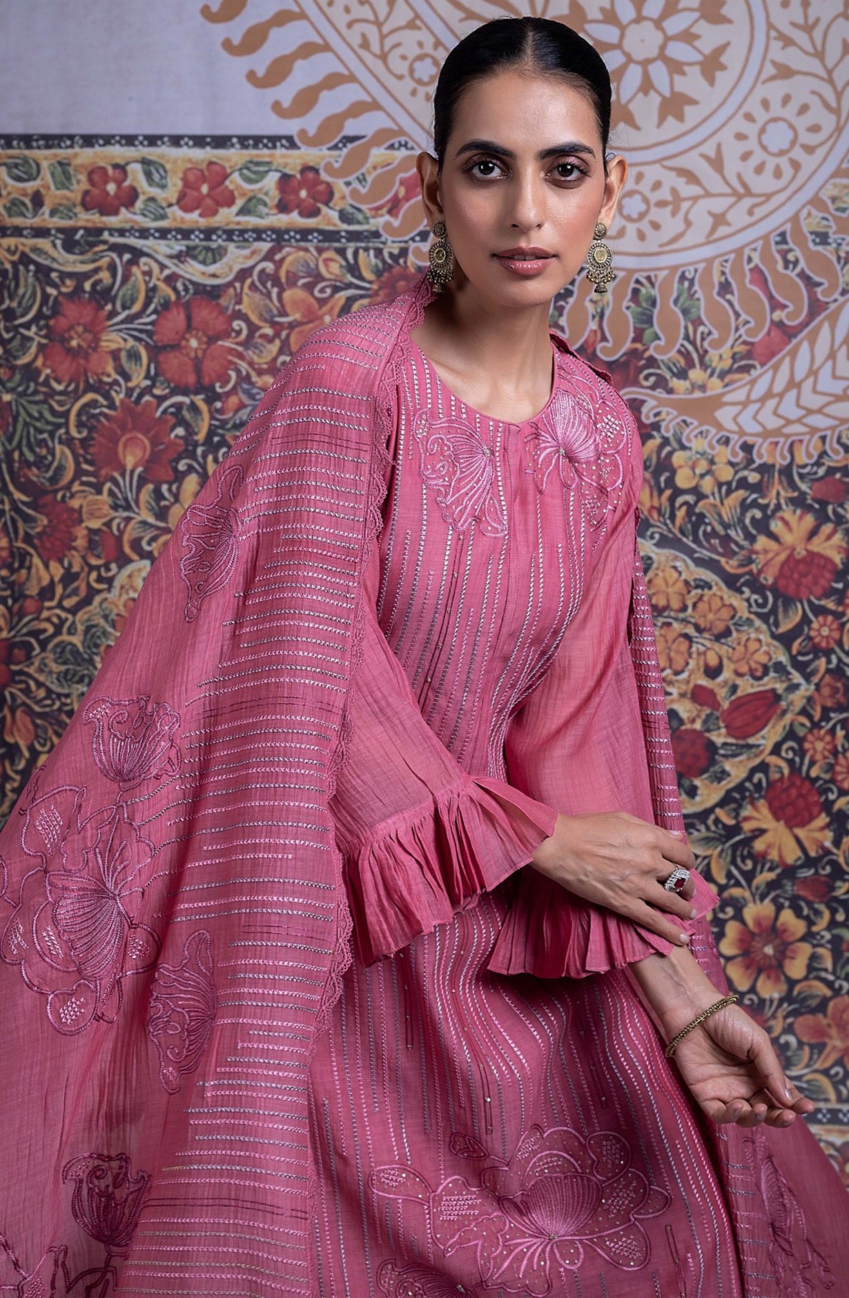 Pink Mul Chanderi Suit with Dupatta - R157-SPR2335B