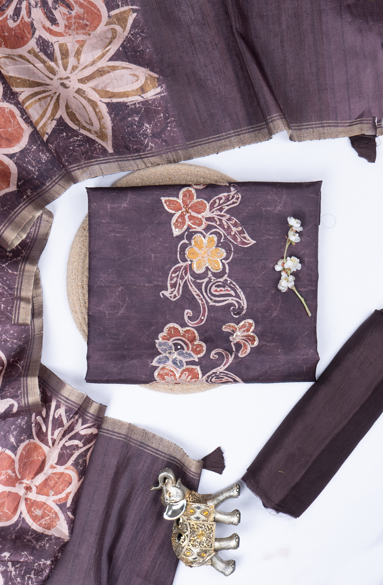 Wine Silk Printed Suit with Silk Dupatta - R157-SPR2406A